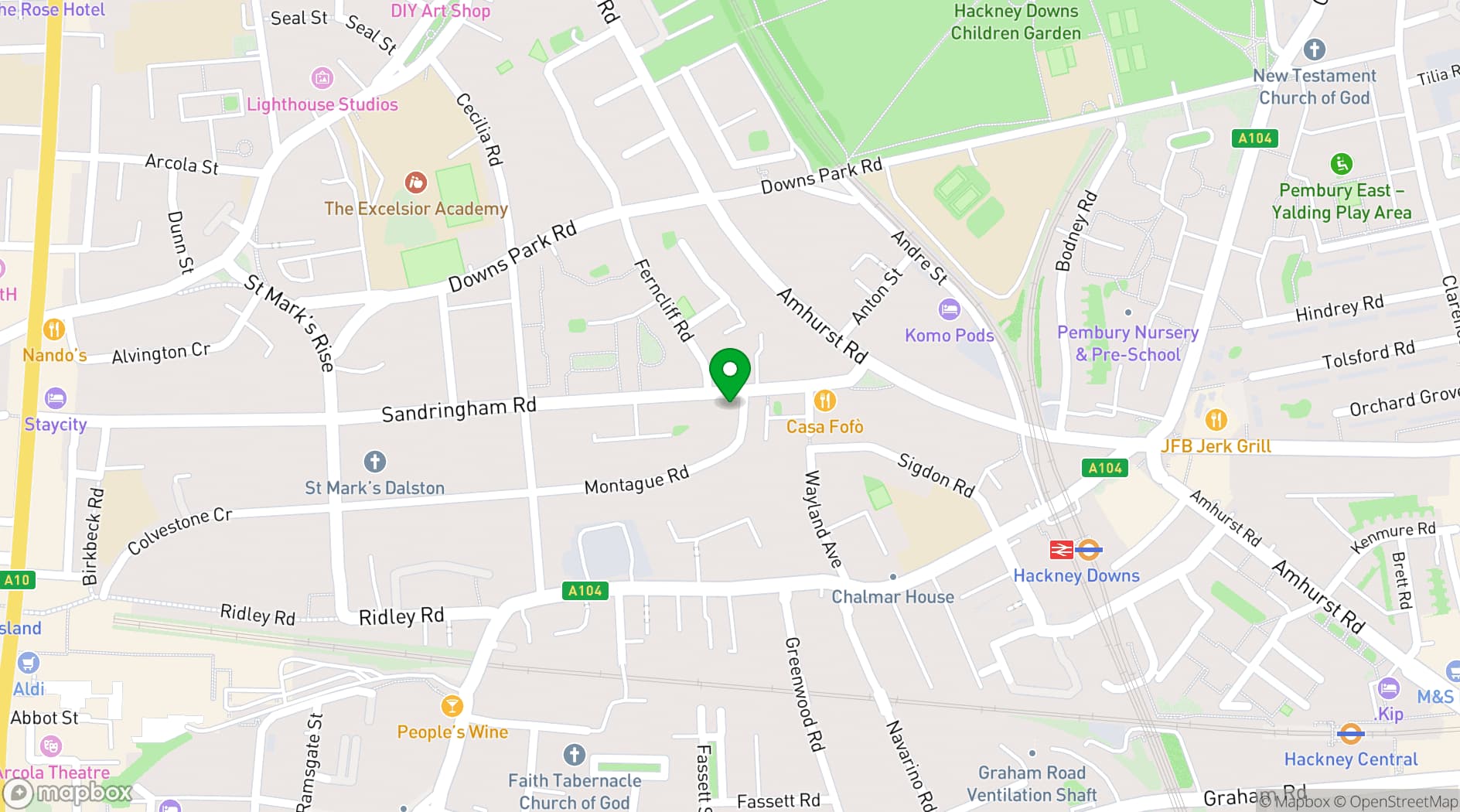 Map showing The Roost
