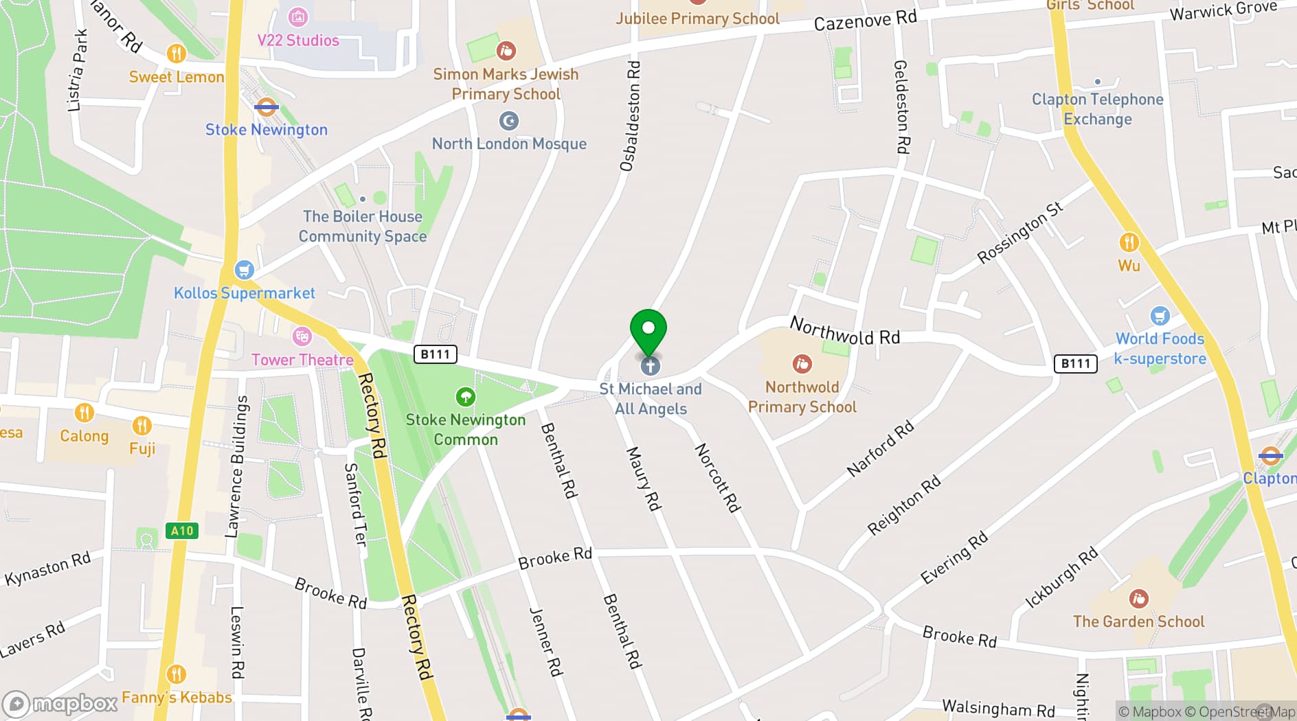 Map showing St Michael & All Angels