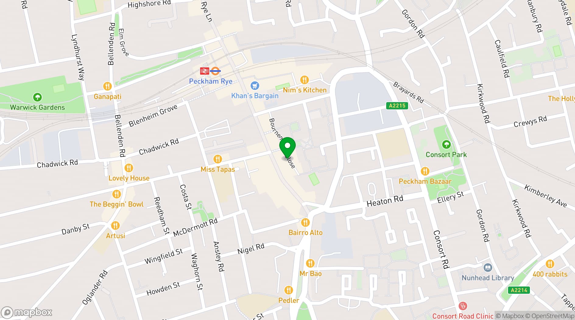 Map showing Peckham Palms 