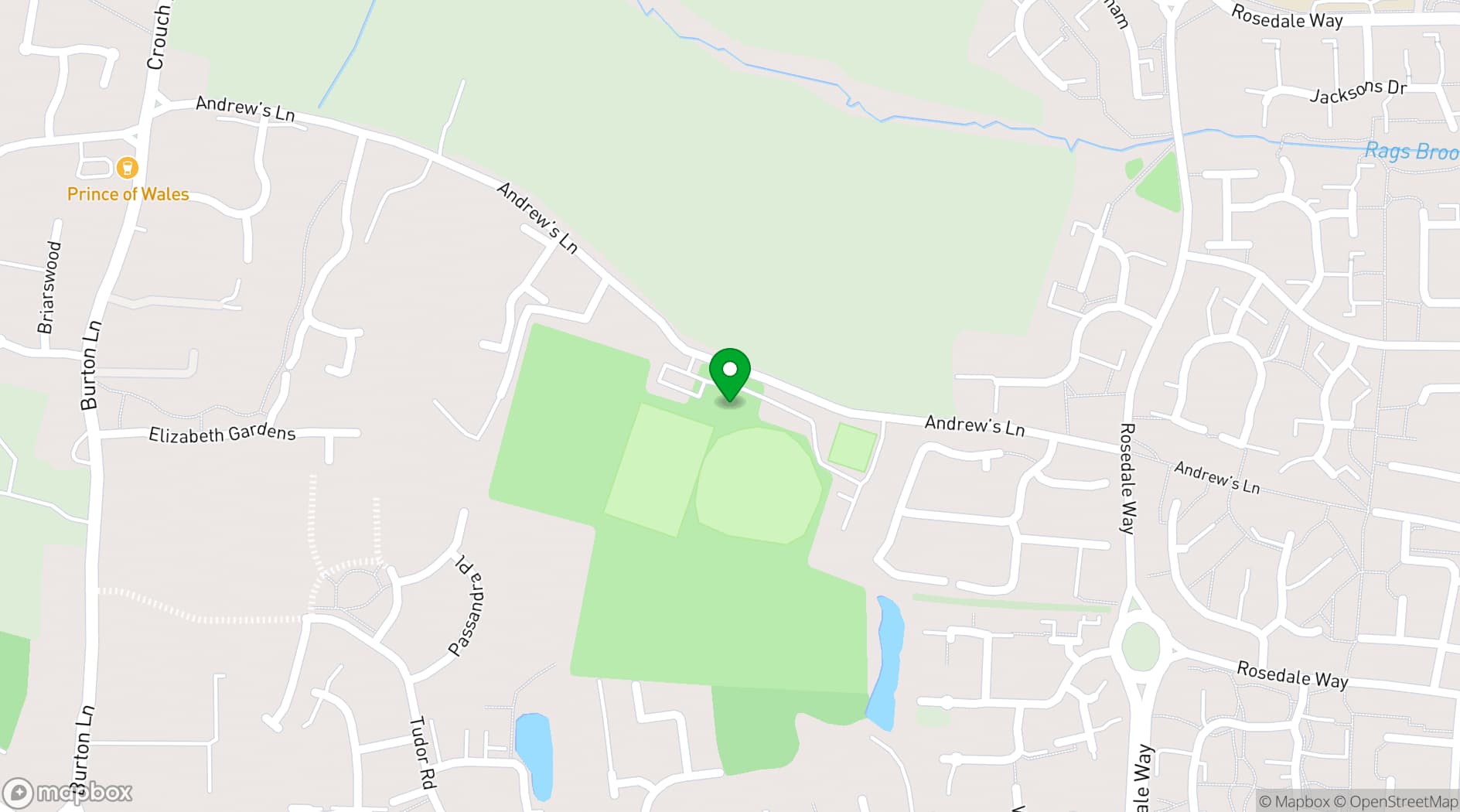 Map showing Rosedale Sports Club