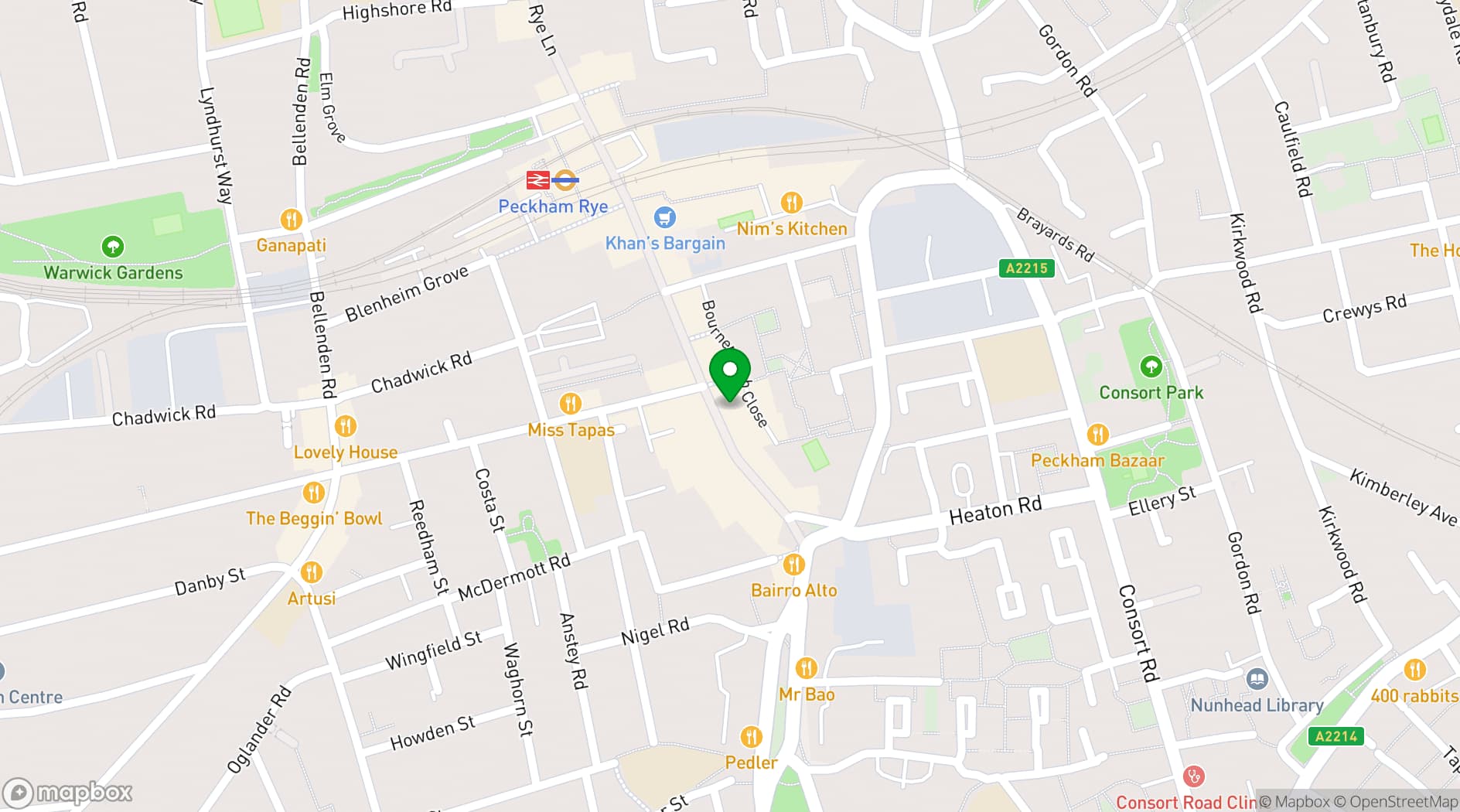 Map showing Four Quarters Peckham