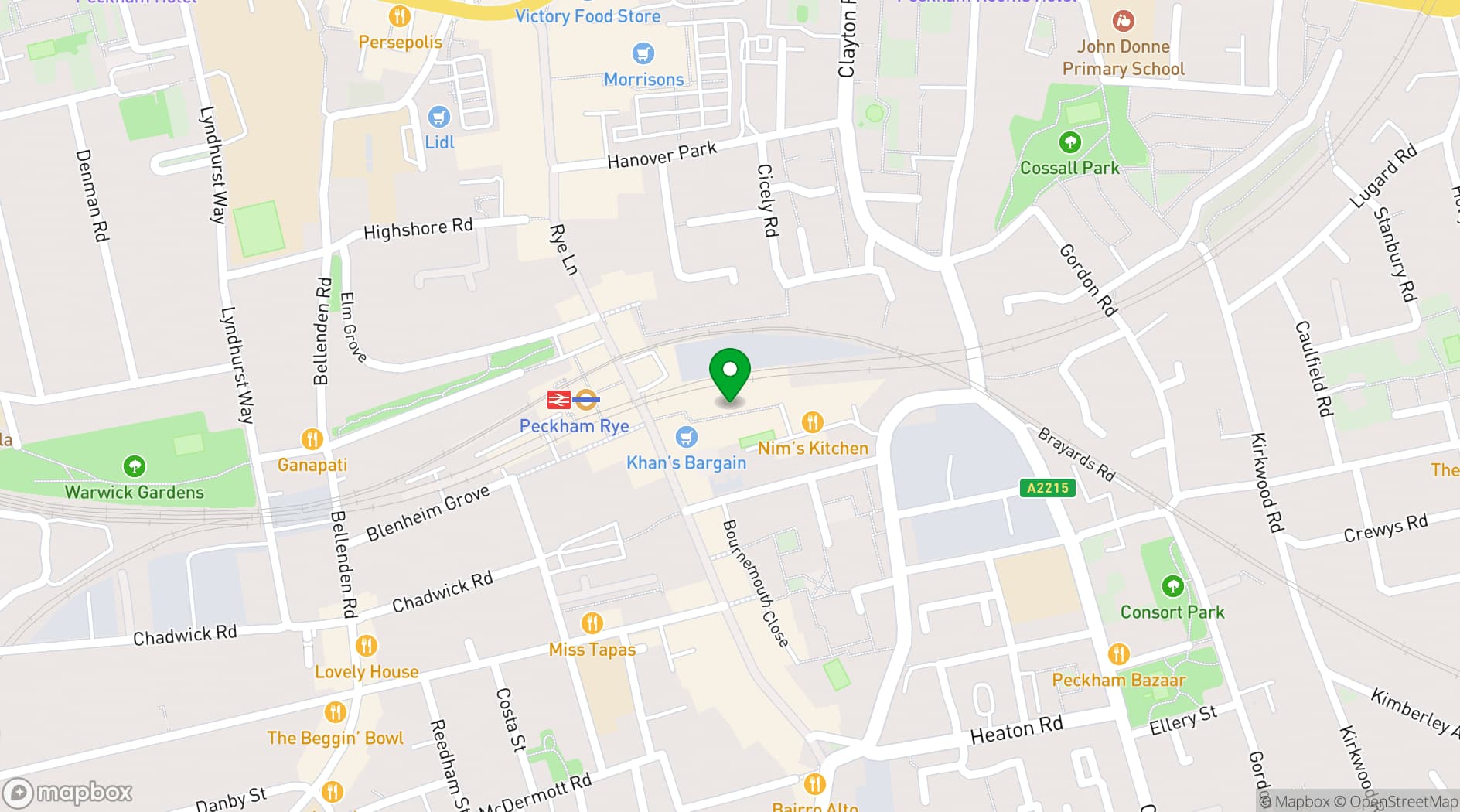 Map showing Bussey Building
