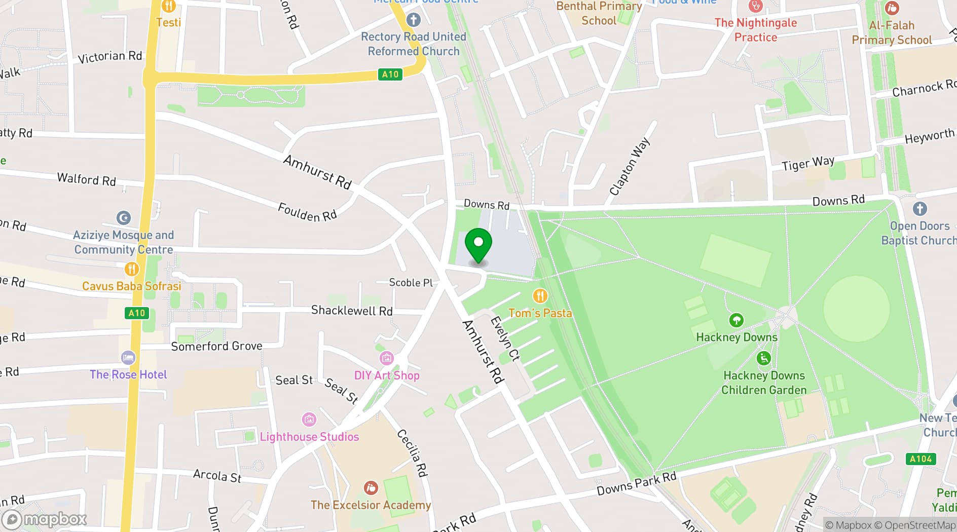 Map showing East London Creative Space