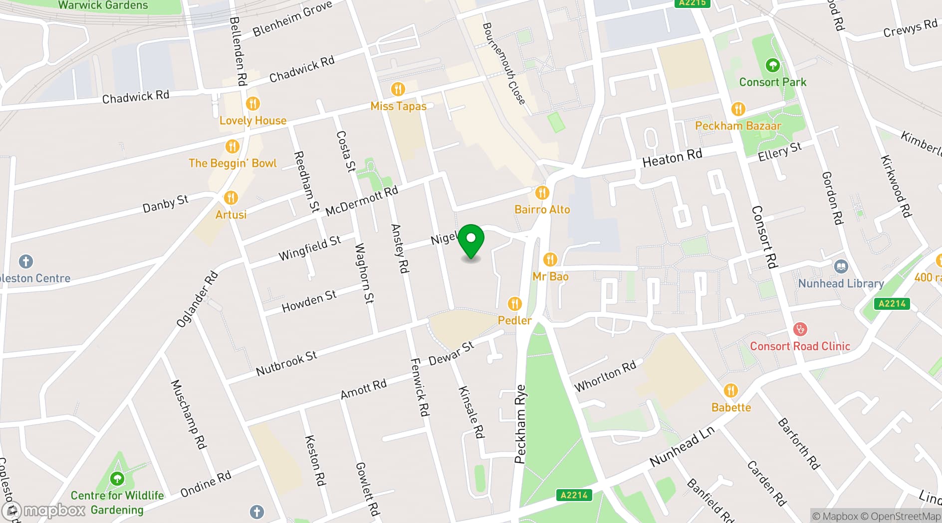 Map showing Peckham Troy Hall