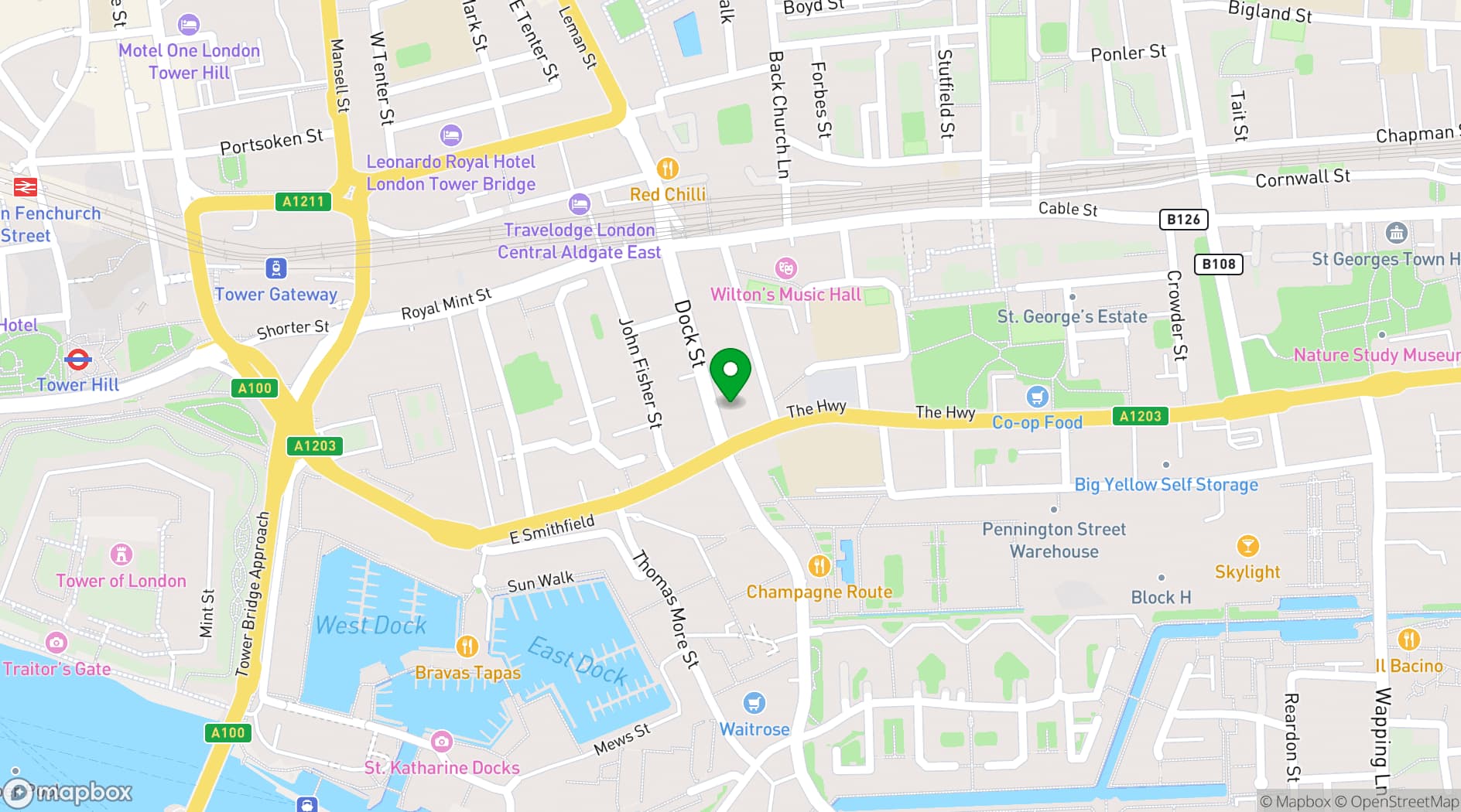 Map showing Dock Street Studio