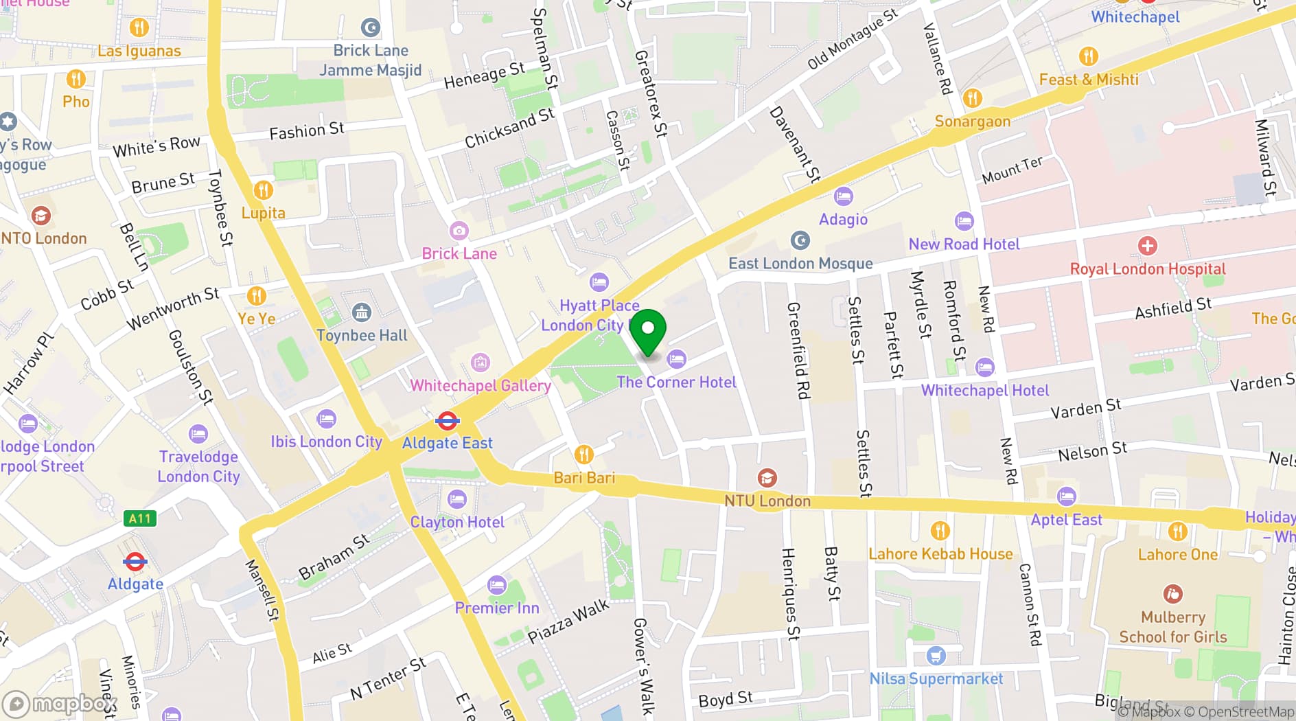 Map showing The Corner London City 