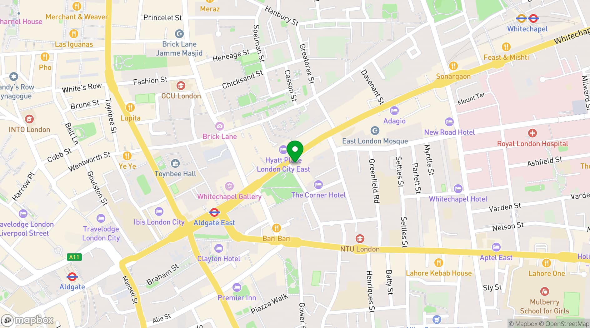 Map showing Runway East Aldgate East