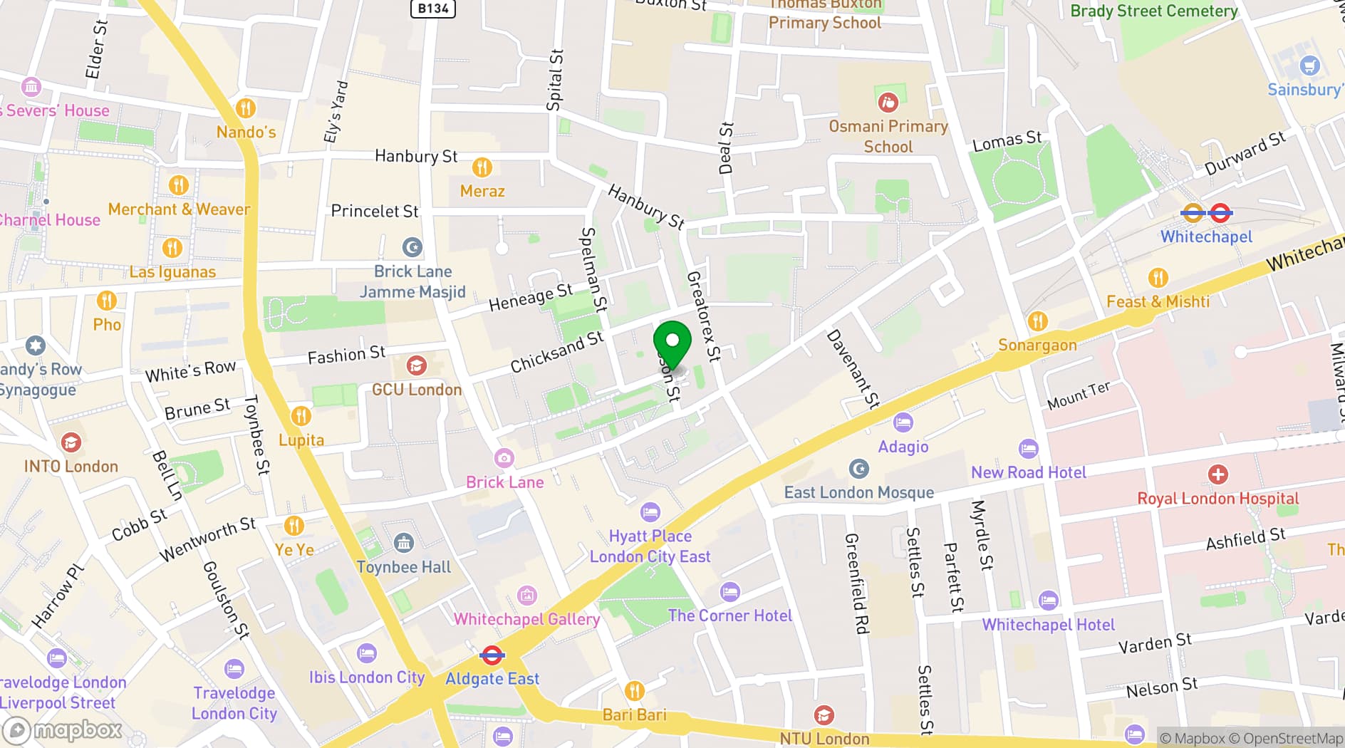 Map showing The Cocktail Club Shoreditch