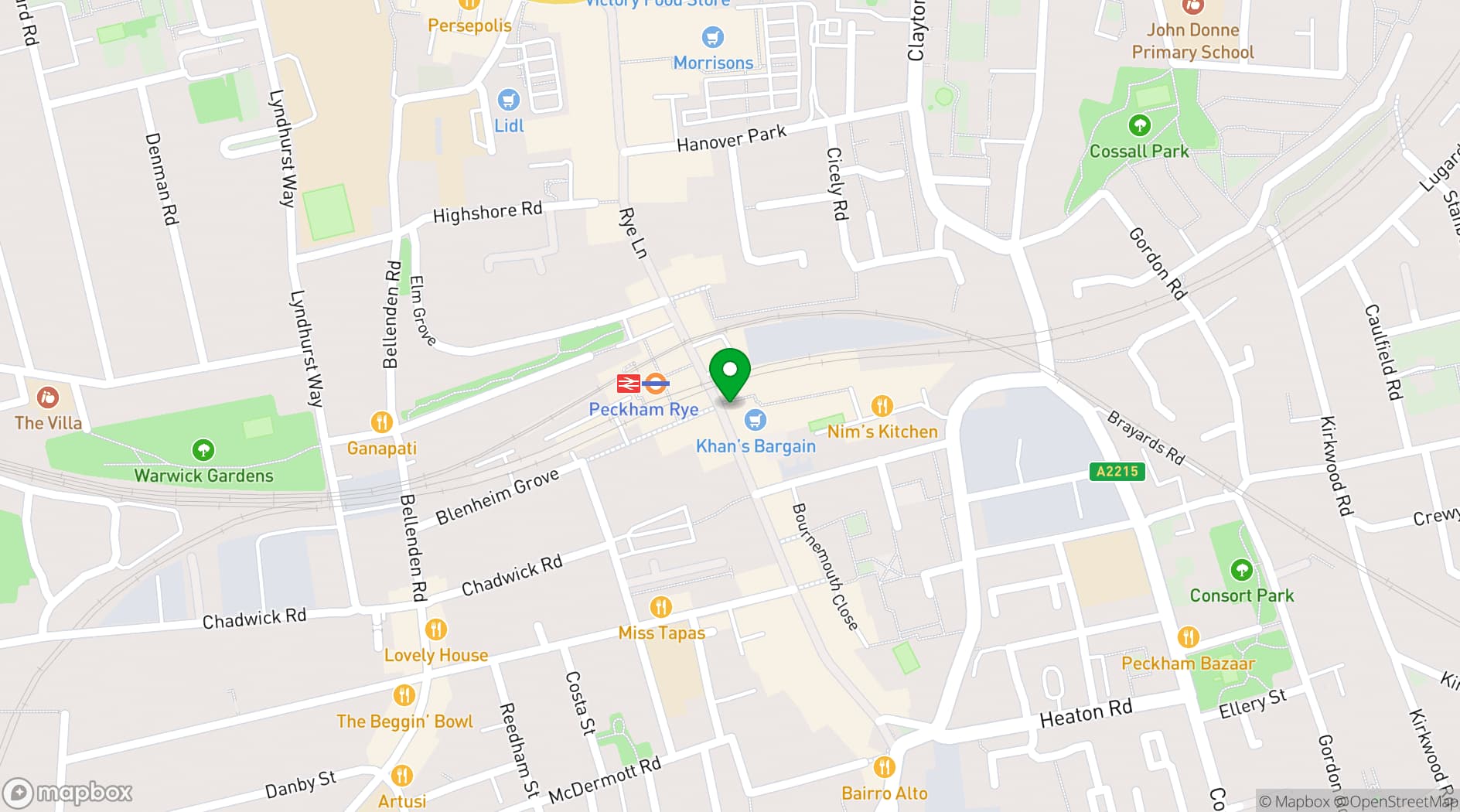 Map showing The Porth Peckham