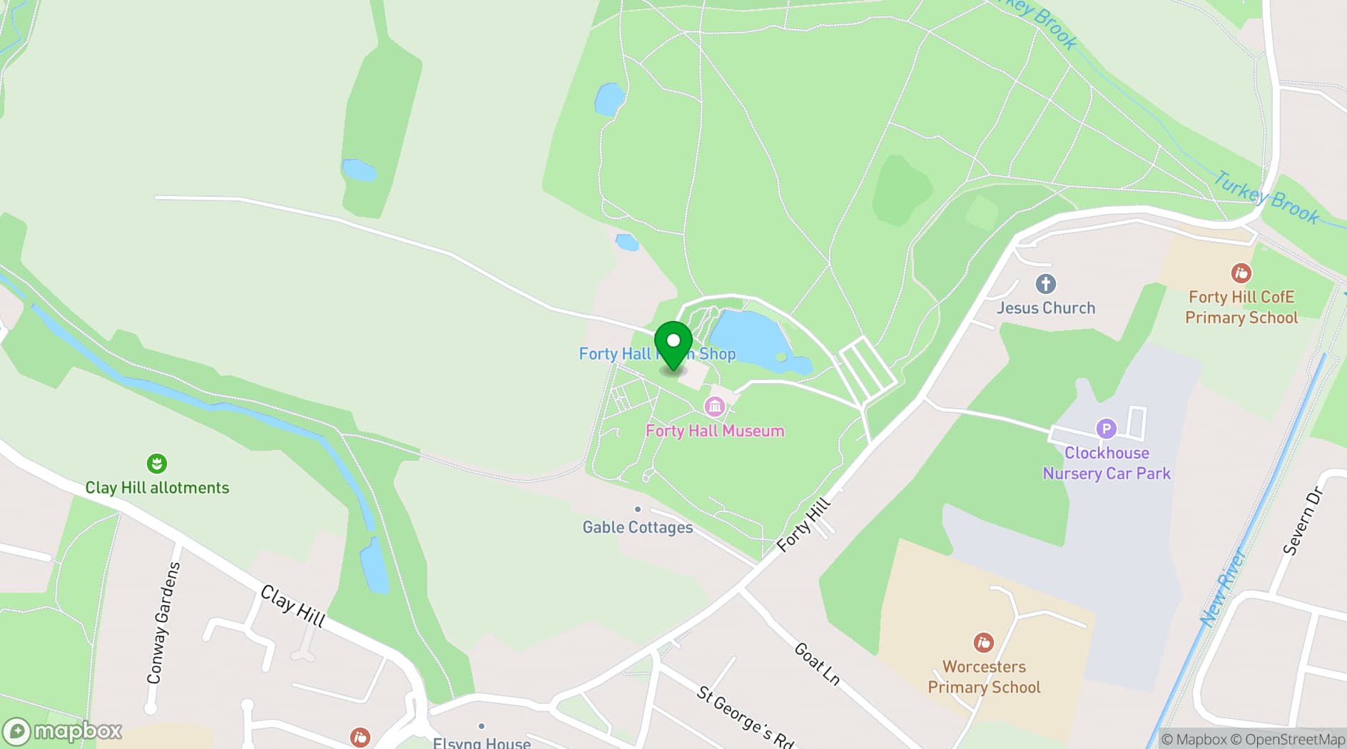 Map showing Forty Hall