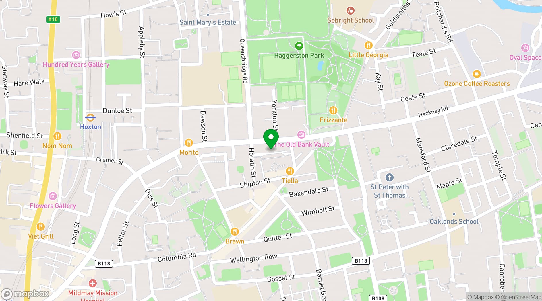 Map showing B. T. Batsford Gallery