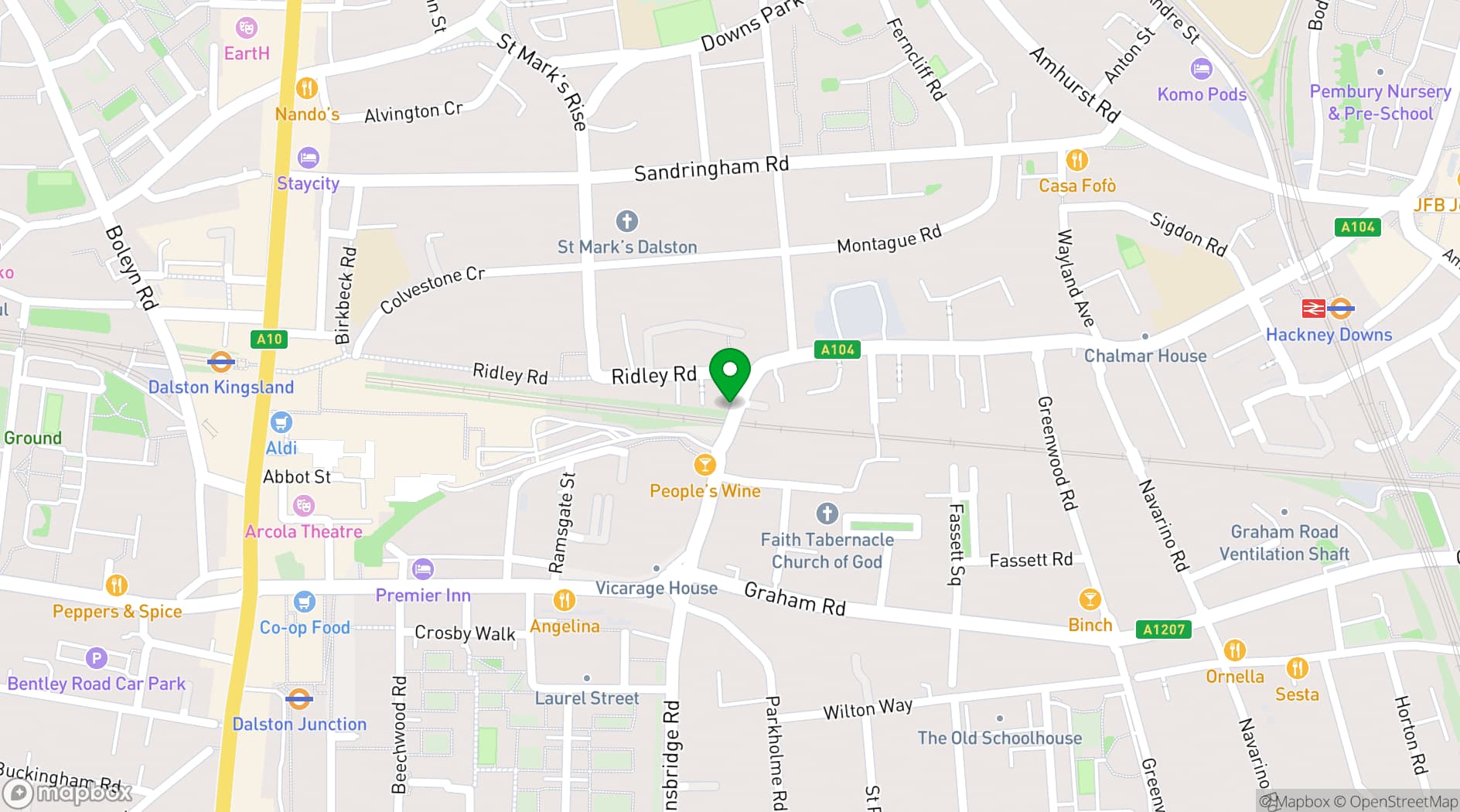 Map showing 83 Dalston Lane
