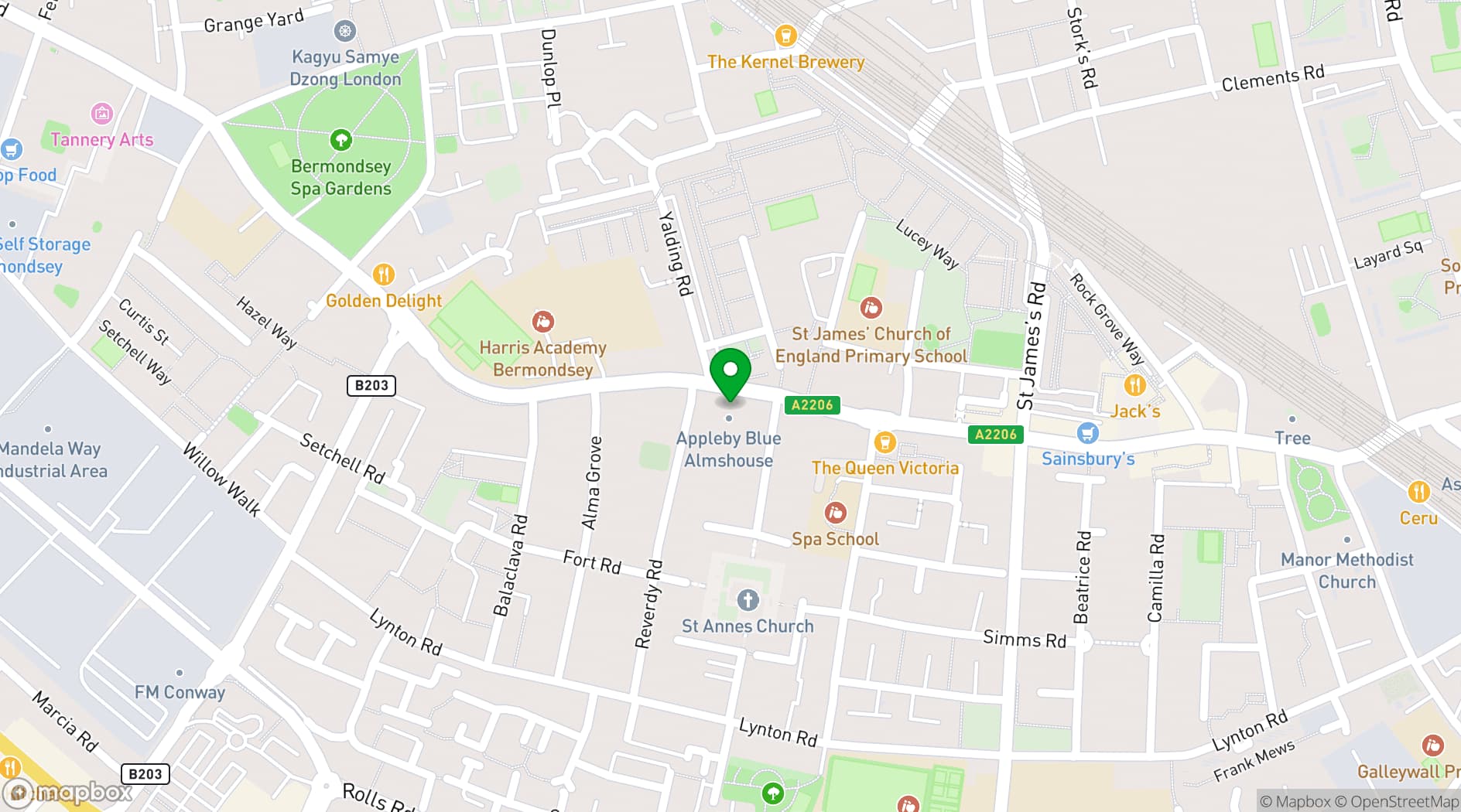 Map showing Appleby Blue Community Centre