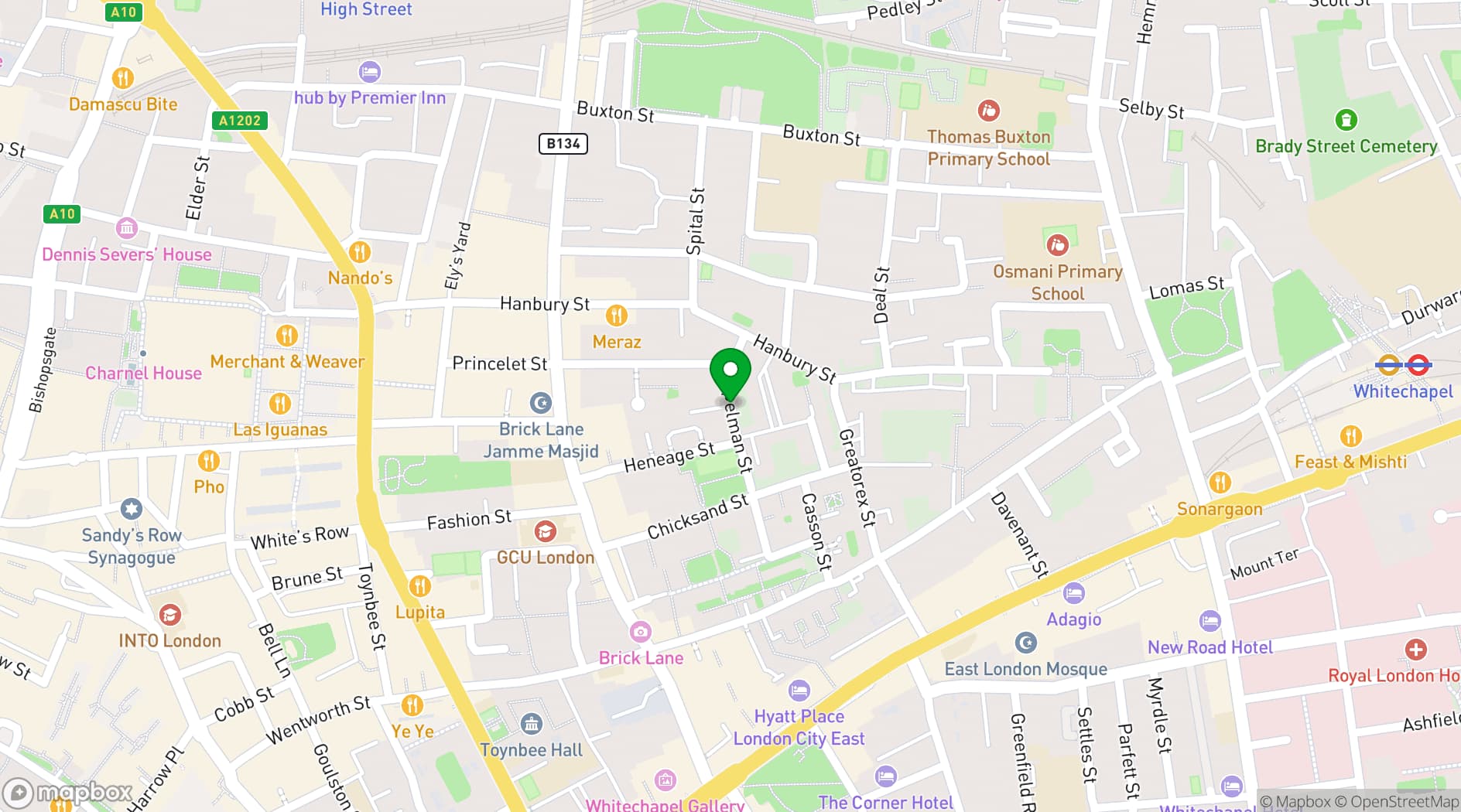 Map showing Spelman Street