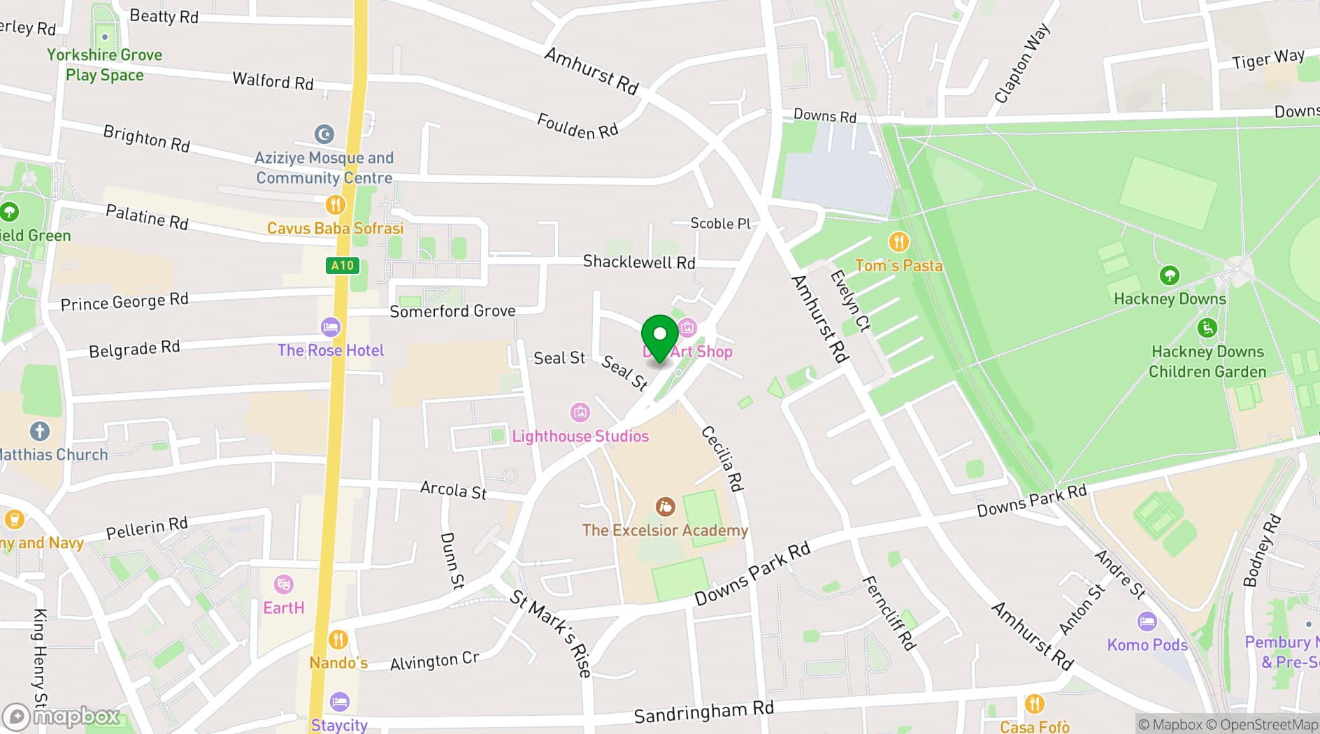Map showing Shacklewell Arms
