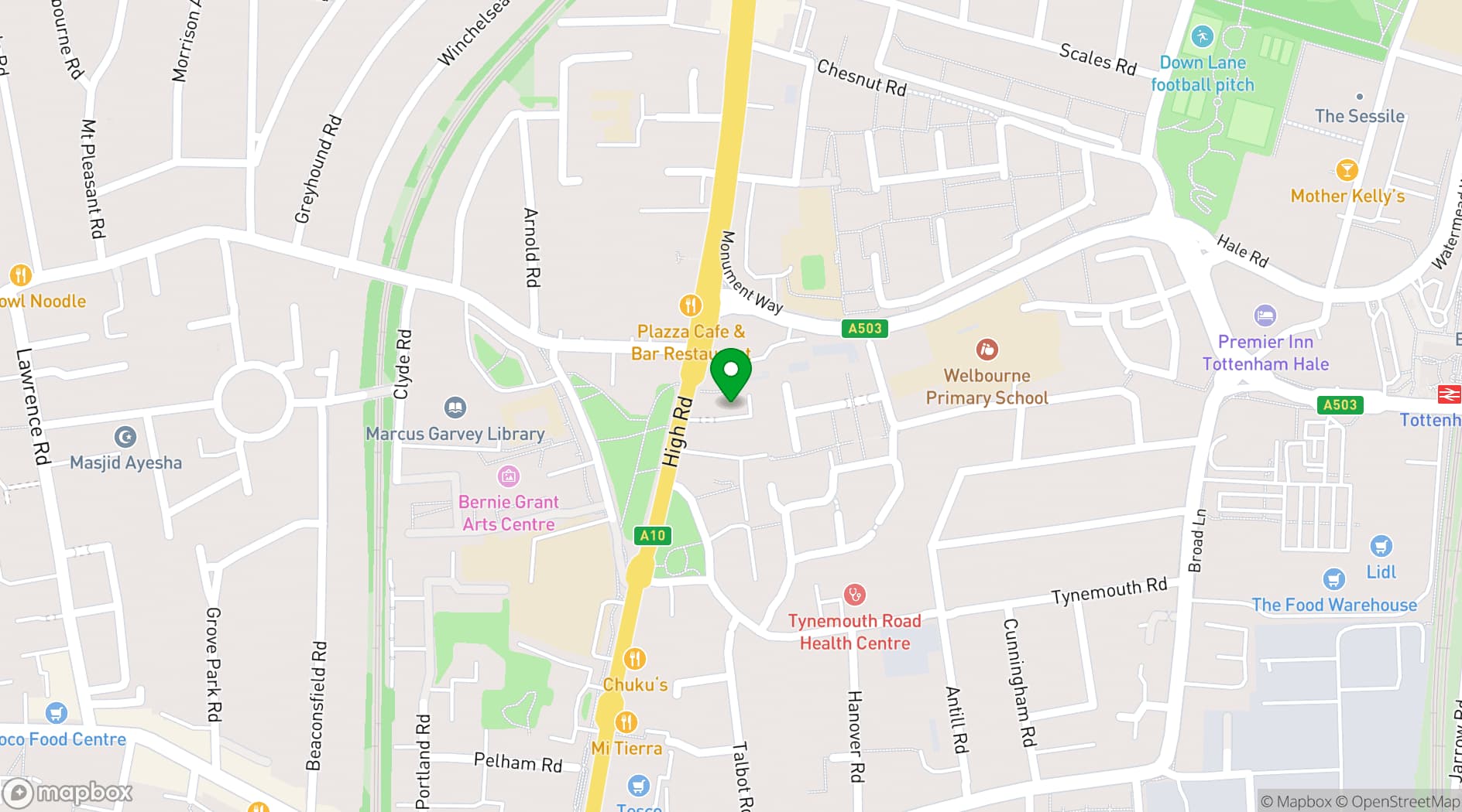 Map showing Excel House Halls
