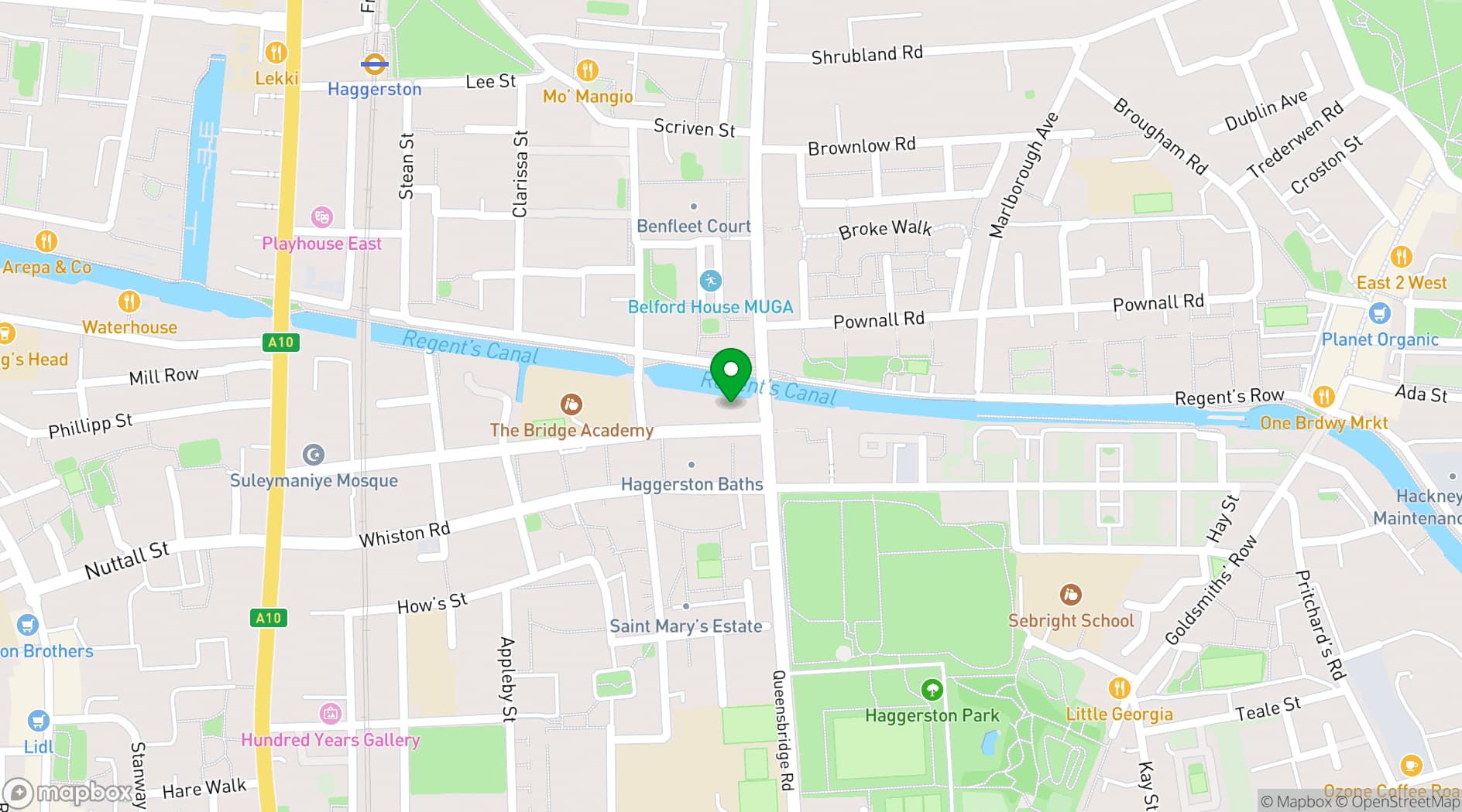 Map showing Hoxton Docks