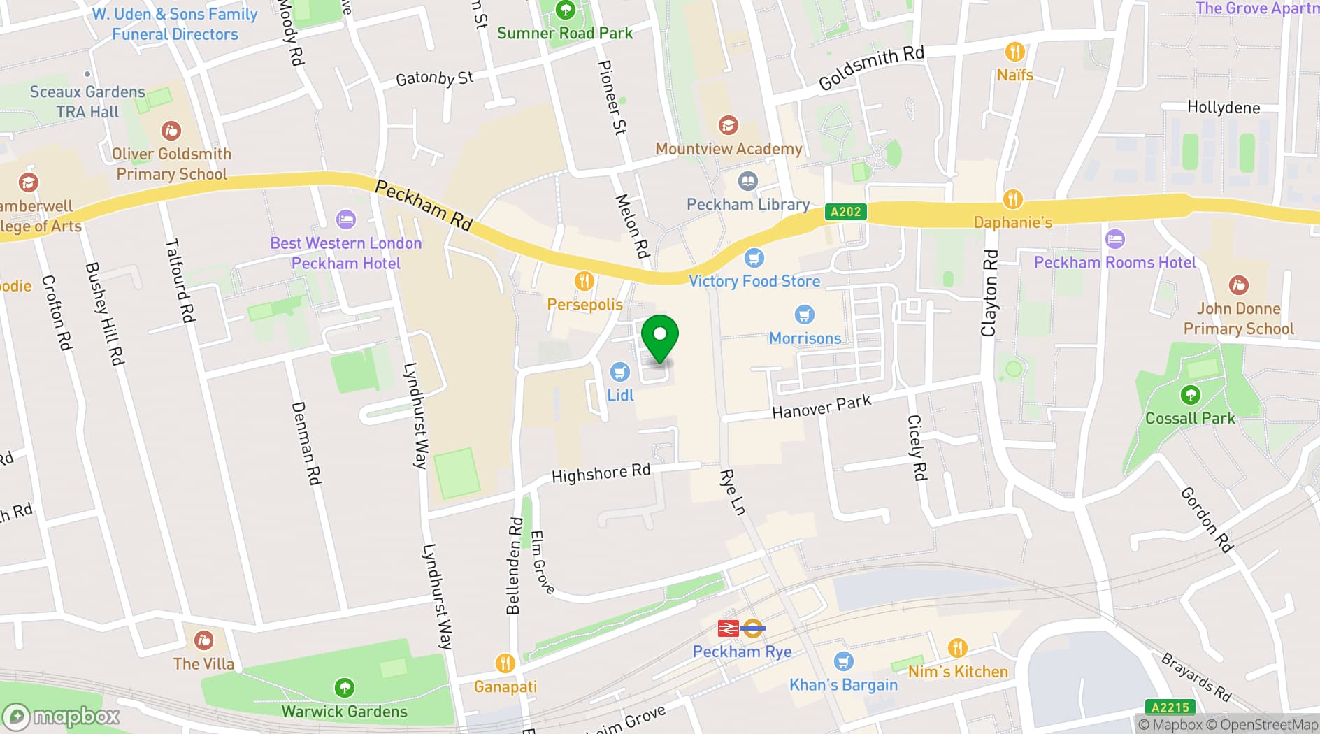 Map showing Flying Fantastic Peckham