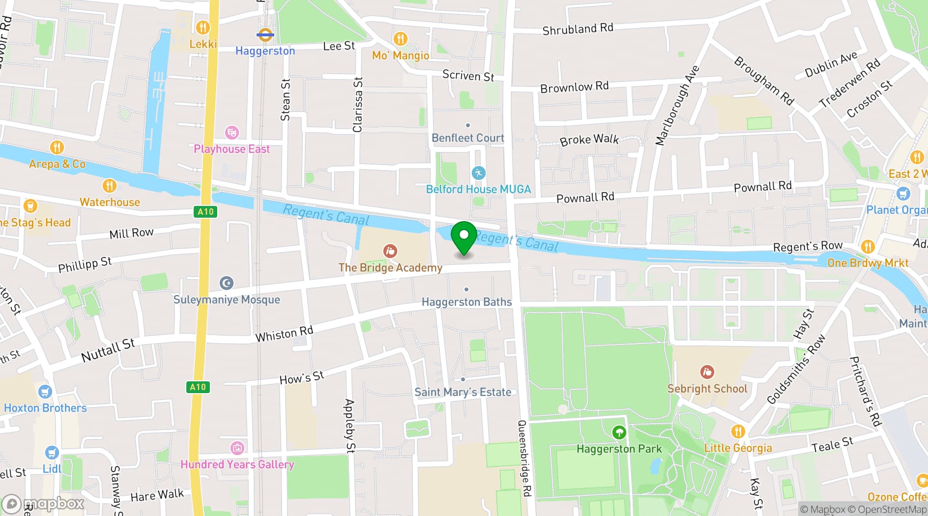 Map showing Hoxton Docks