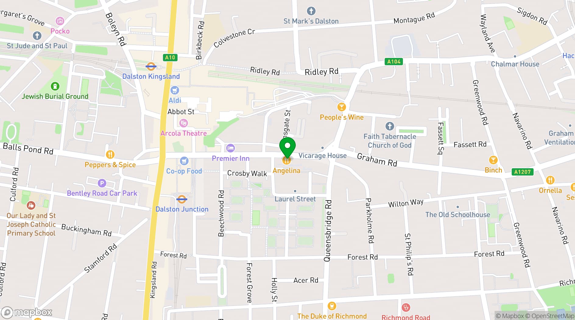 Map showing Angelina