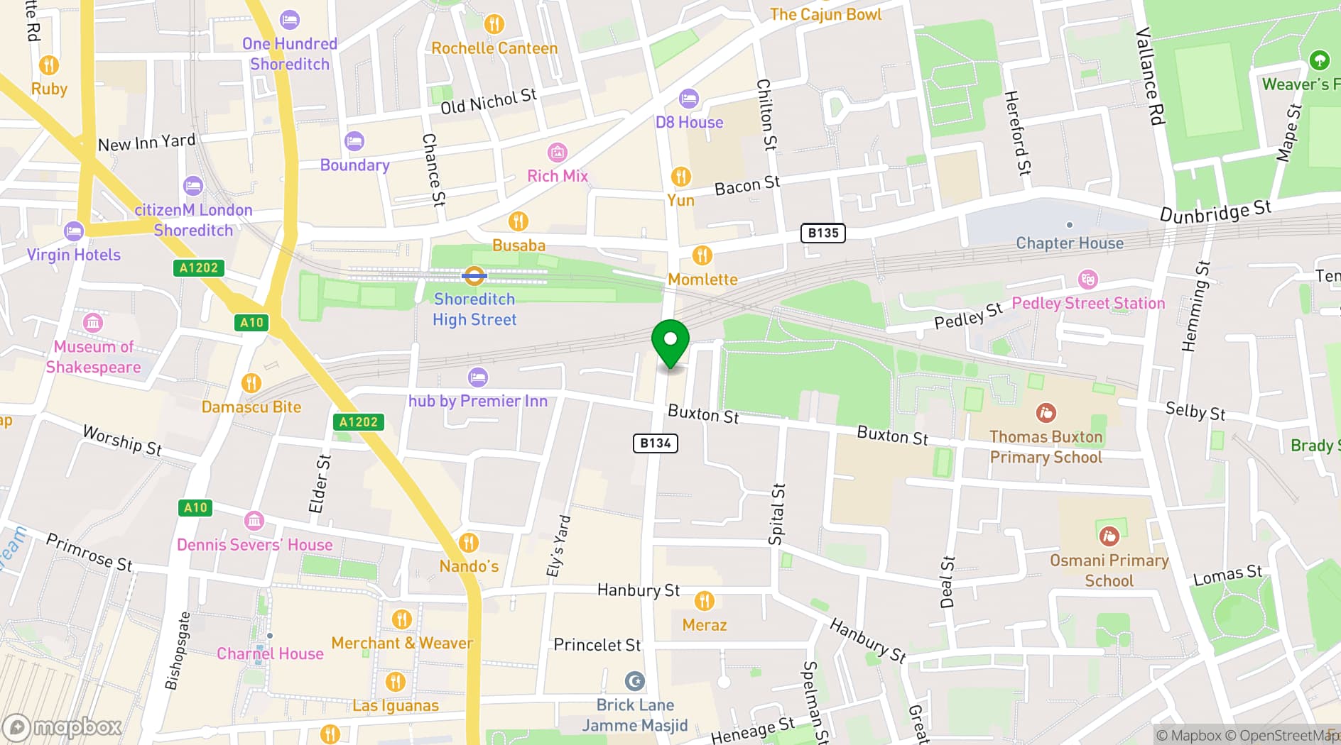 Map showing Brick Lane Bookshop