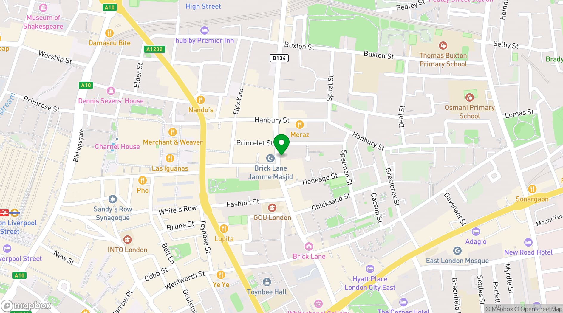 Map showing Galleria Objets