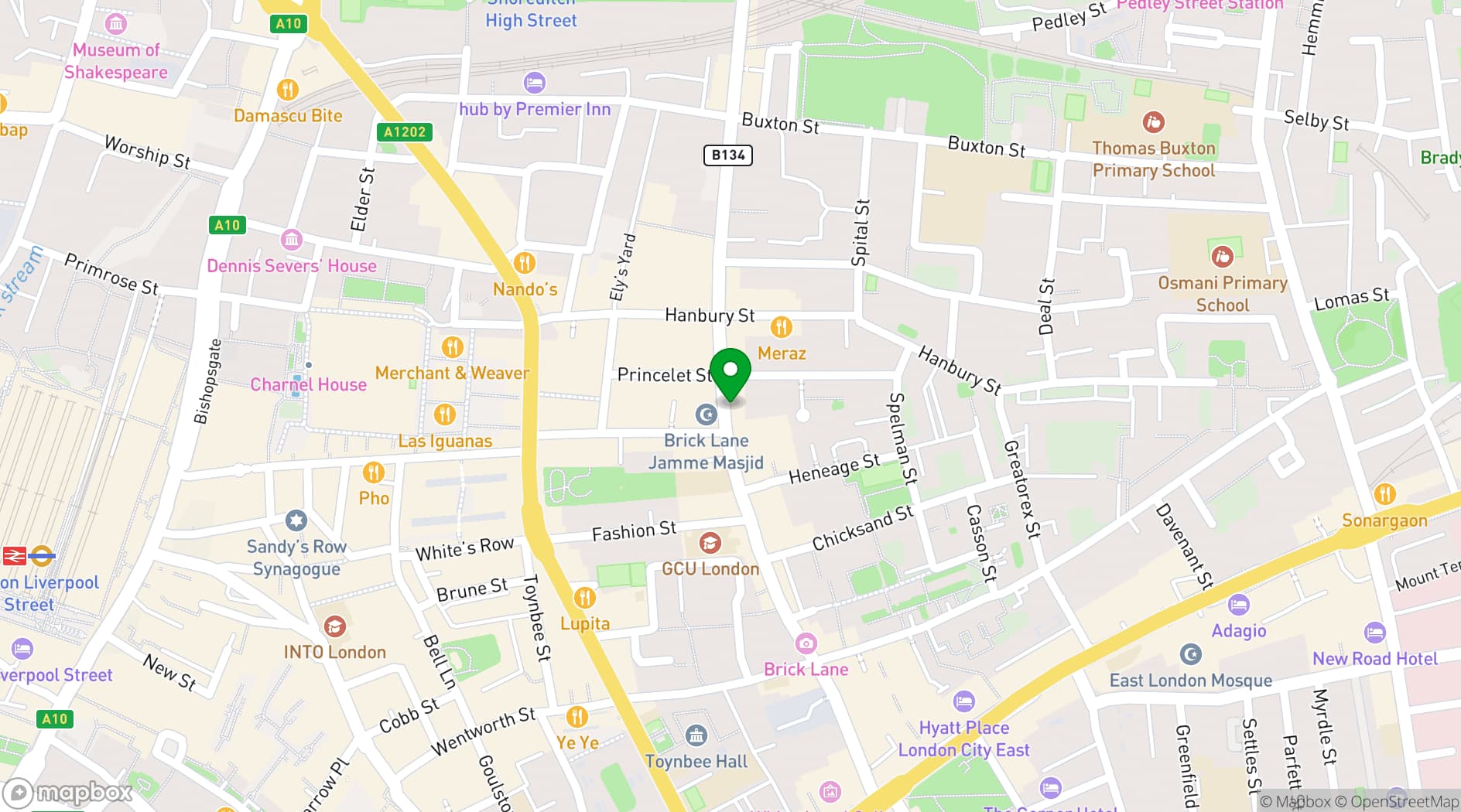 Map showing Meeting Room/Conference Room near Liverpool St / Spitalfields / Shoreditch / Aldgate East