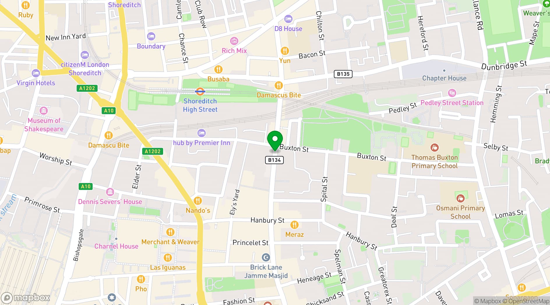 Map showing All Star Lanes - Brick Lane