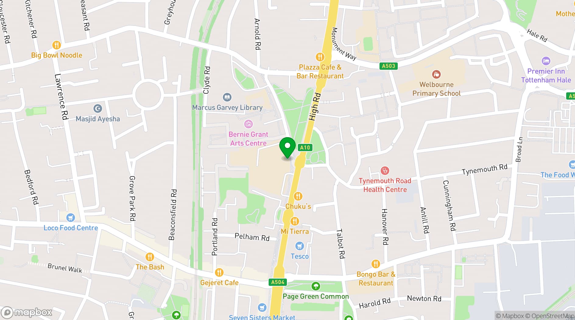 Map showing Tottenham Centre