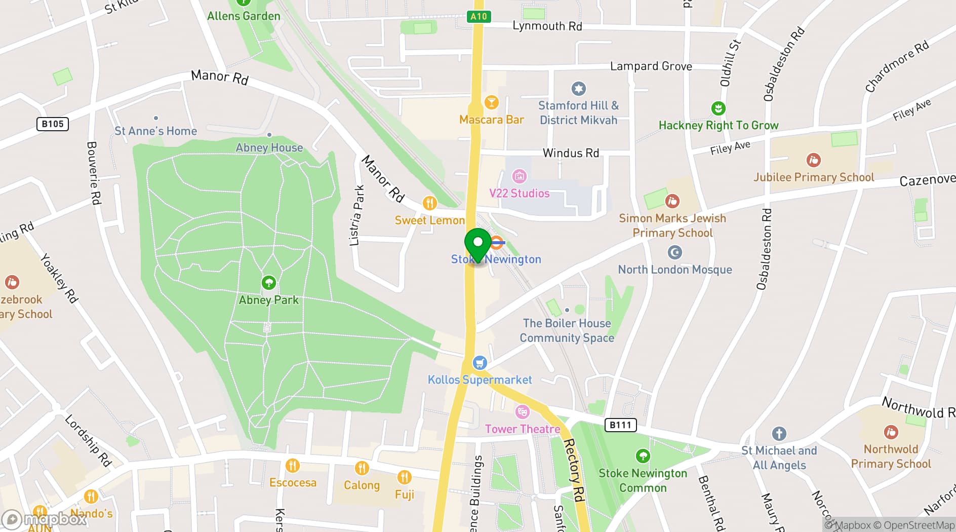 Map showing European Literature Bookshop