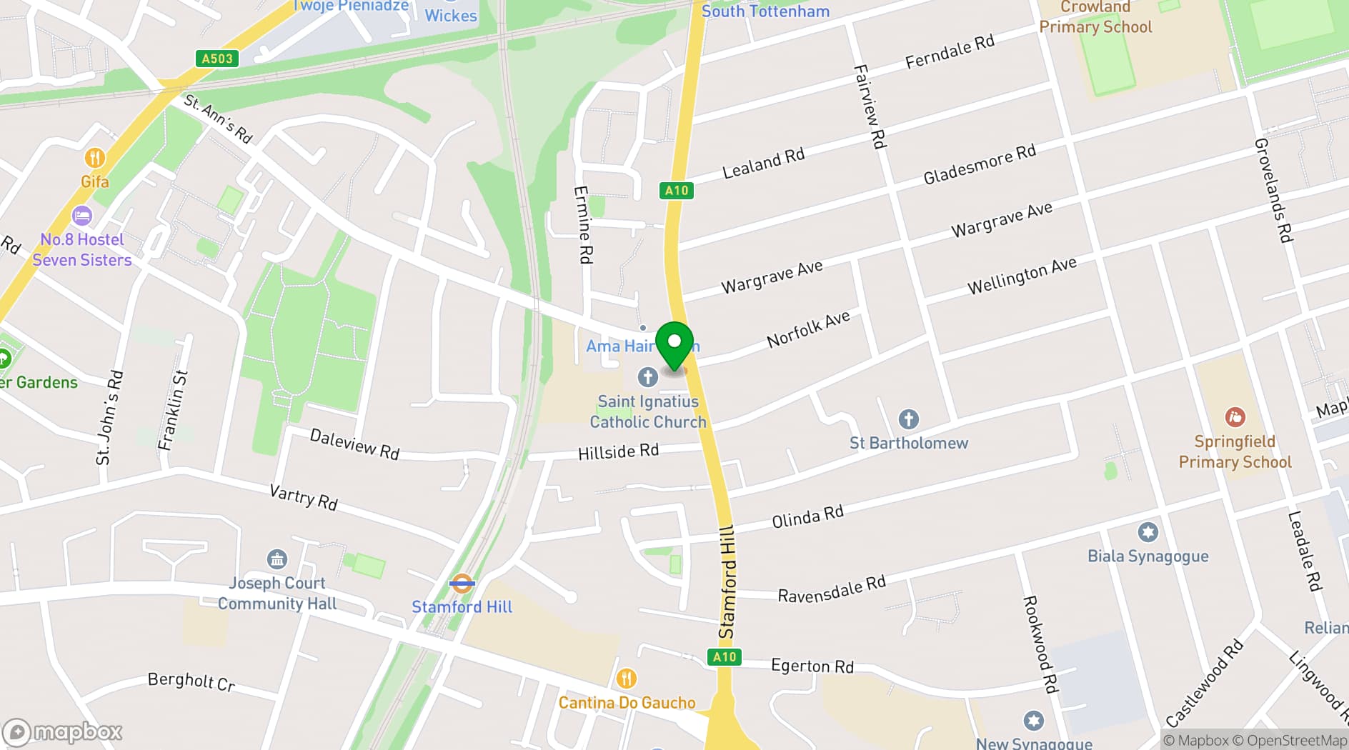 Map showing St Ignatius Parish Hall