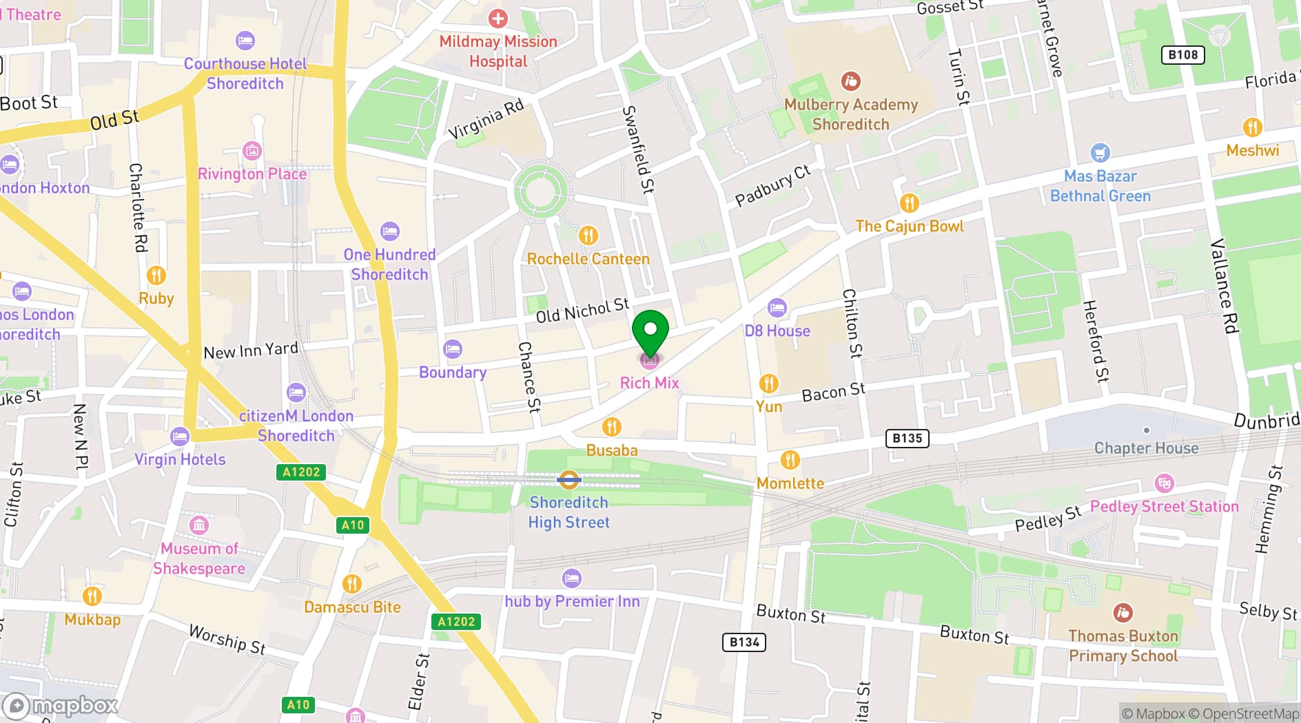 Map showing Rich Mix