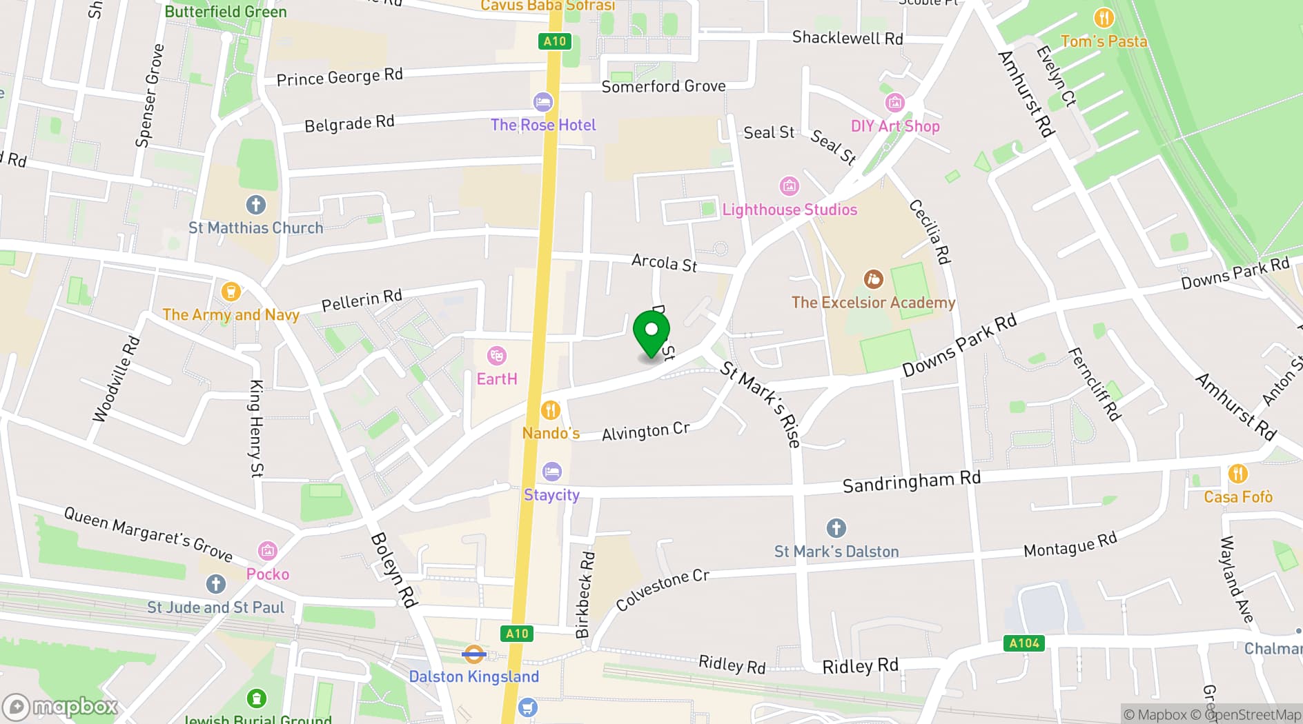 Map showing The Factory Dalston
