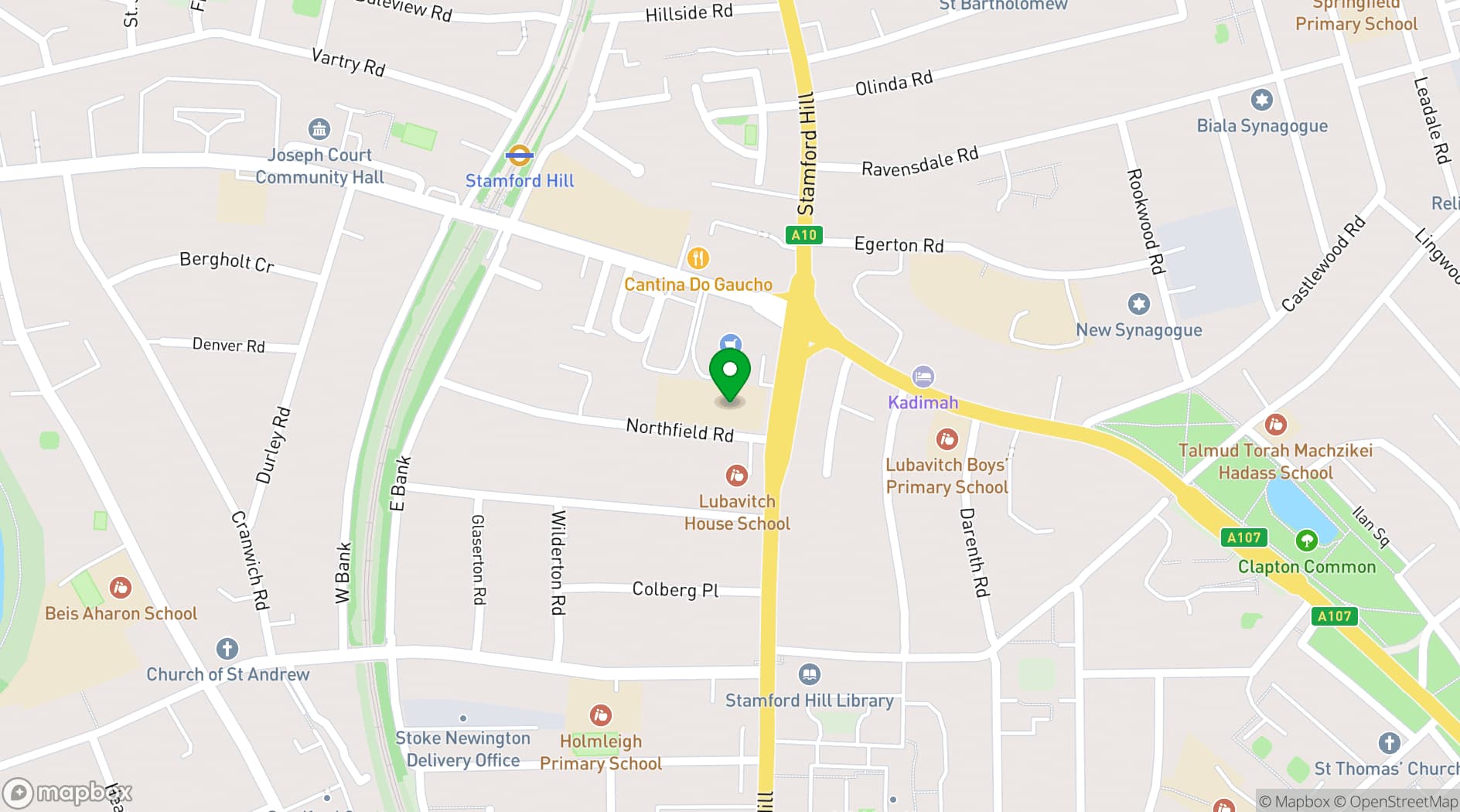 Map showing Beis Rochel Hall