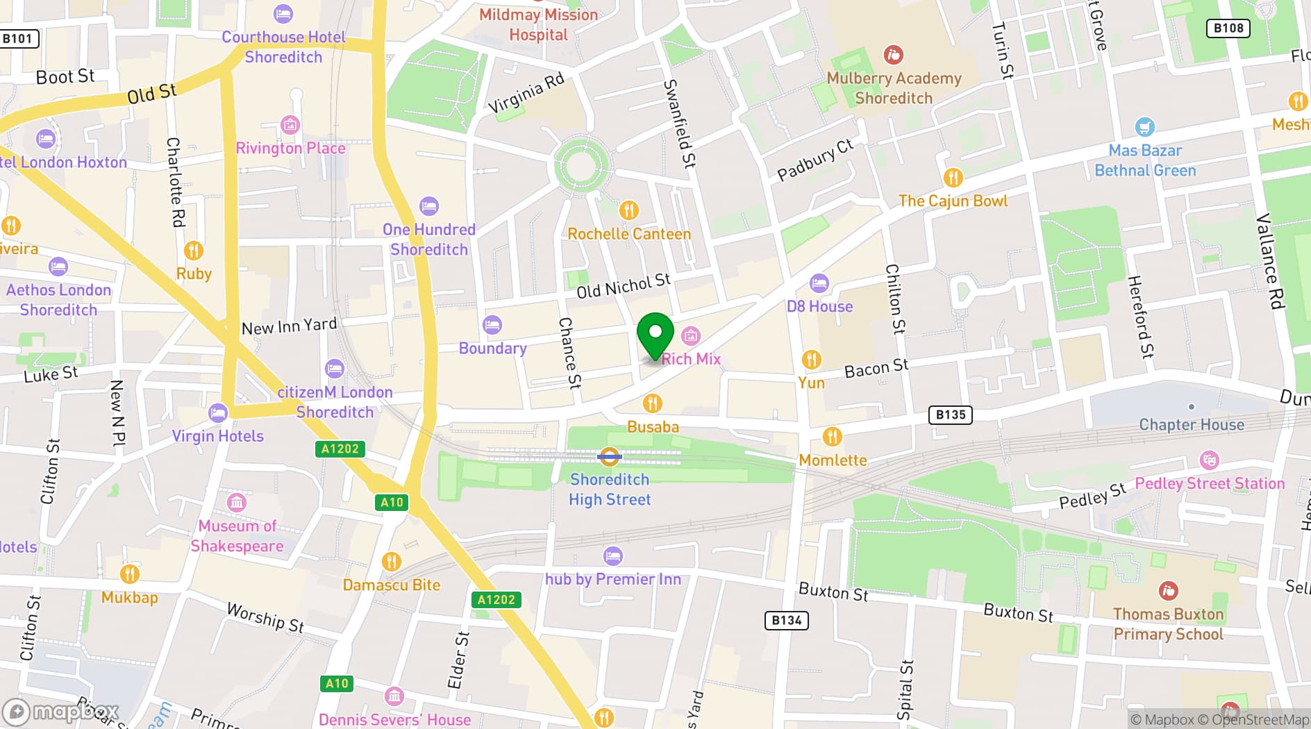 Map showing London Rooftop Gym