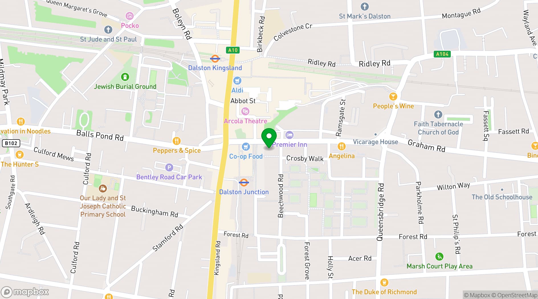 Map showing Farrs Dalston