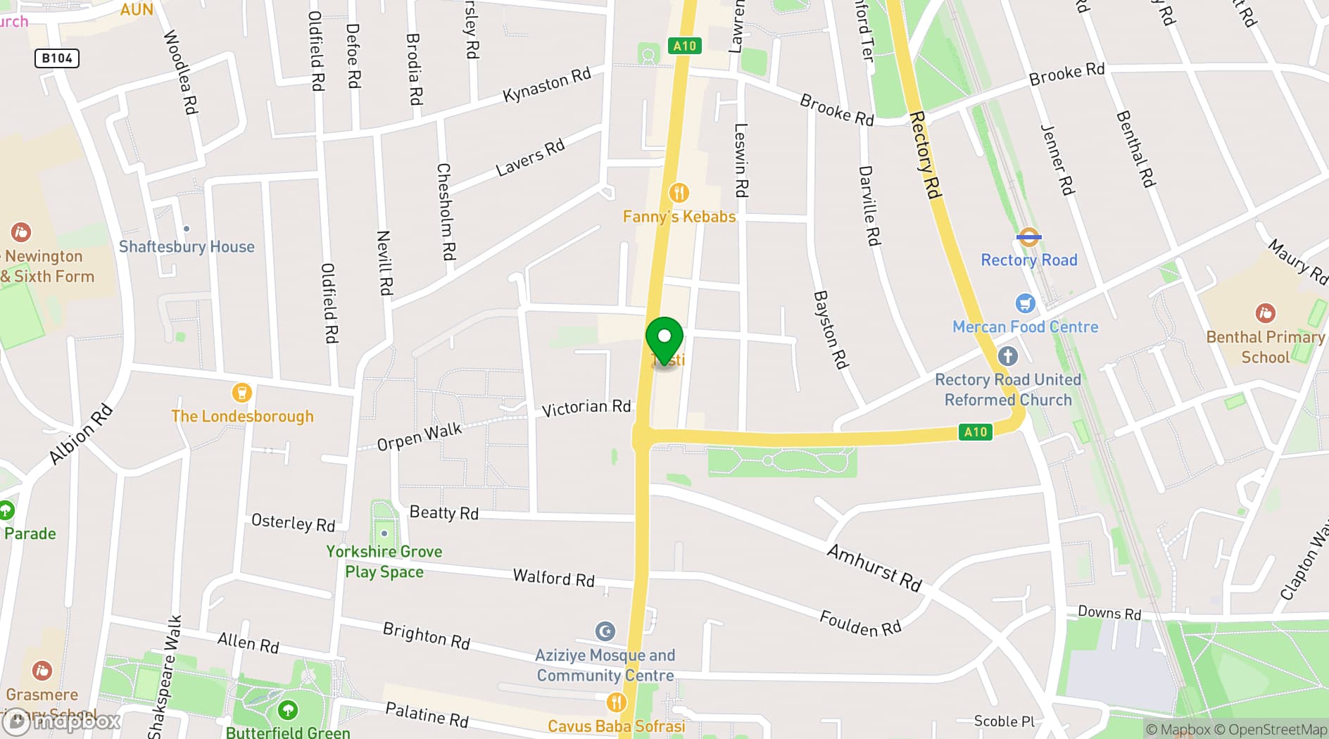 Map showing DB Music London