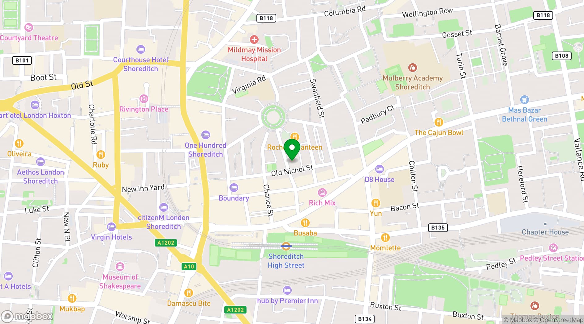 Map showing St Hilda's East