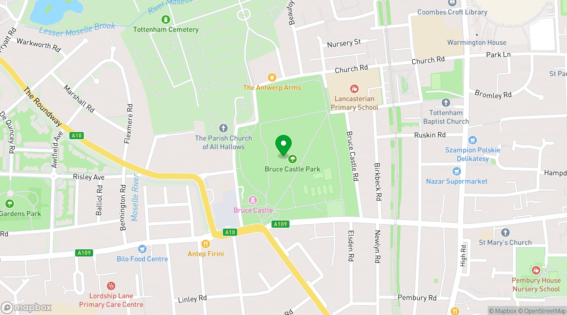 Map showing Bruce Castle Park