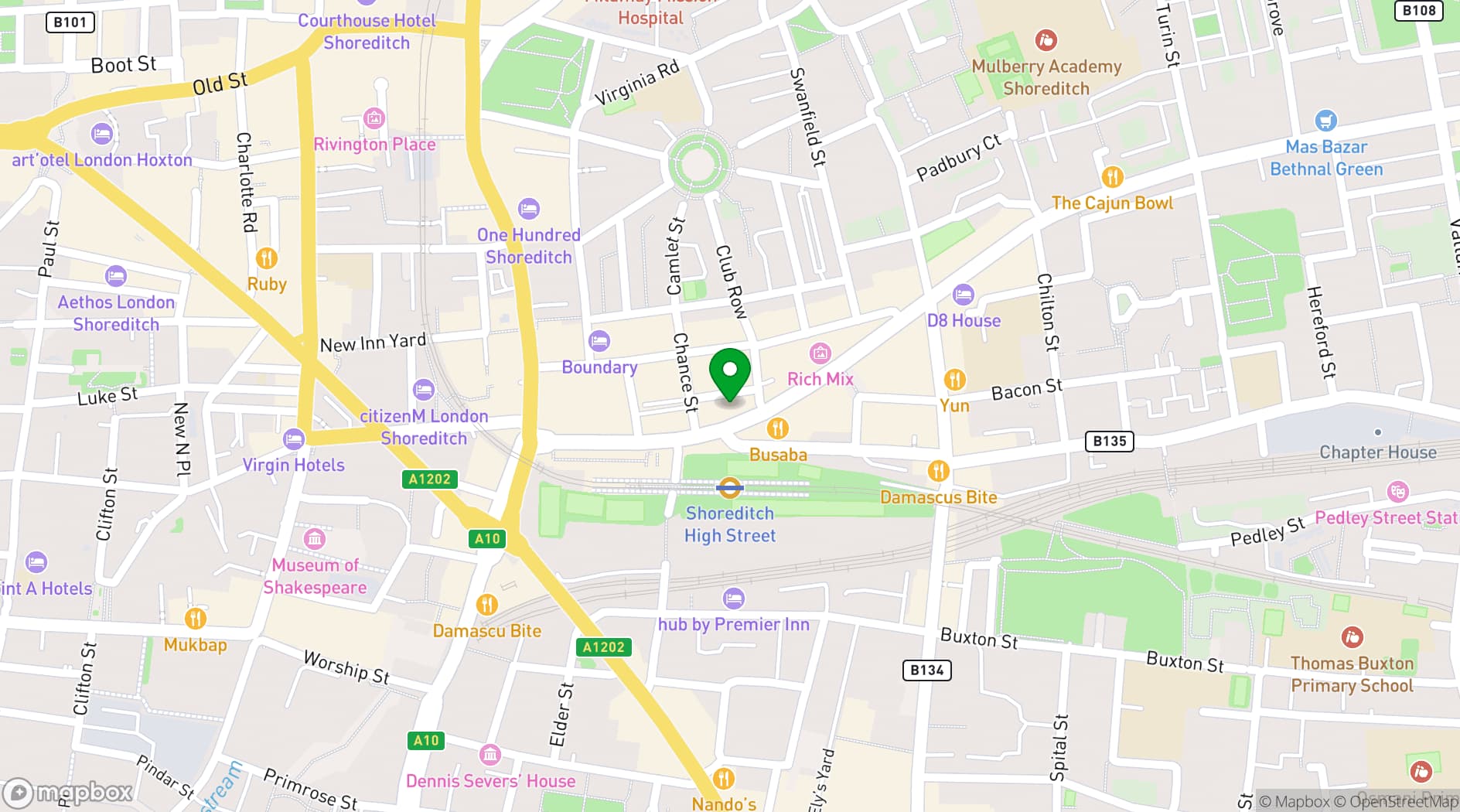 Map showing Shuffle Club