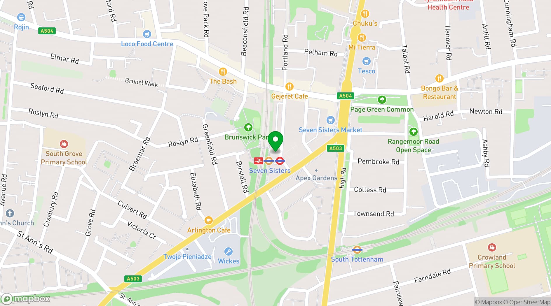 Map showing Seven Sisters