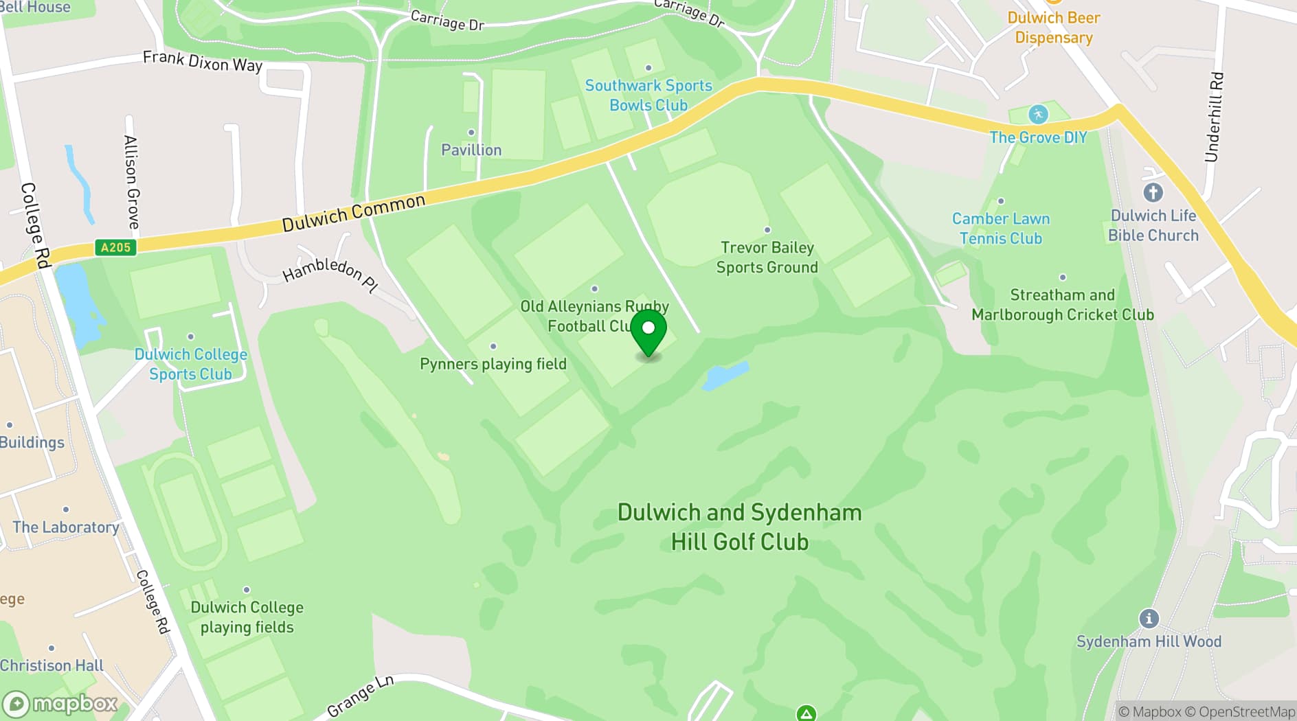 Map showing Old Alleynians RFC