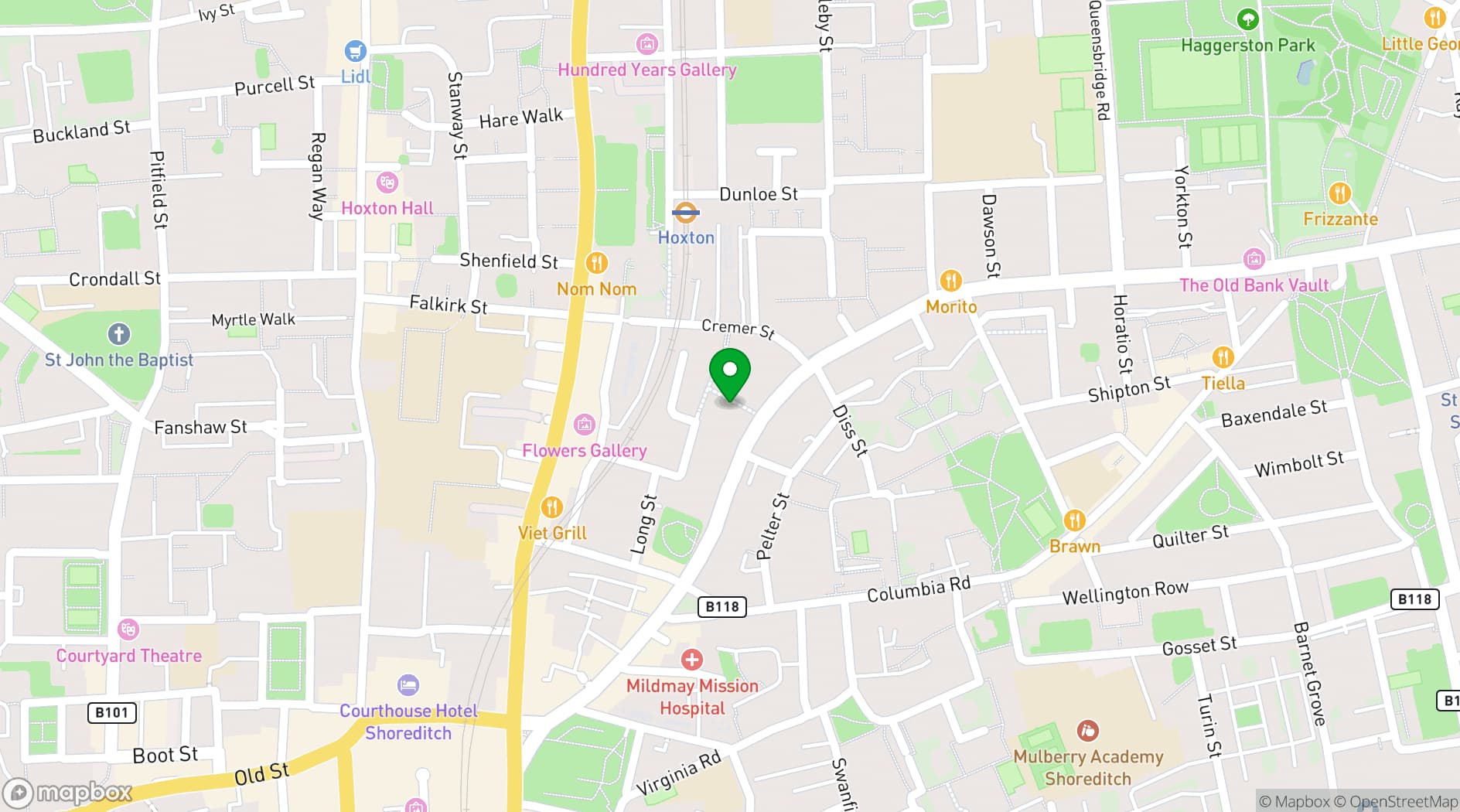 Map showing Shoreditch Exchange