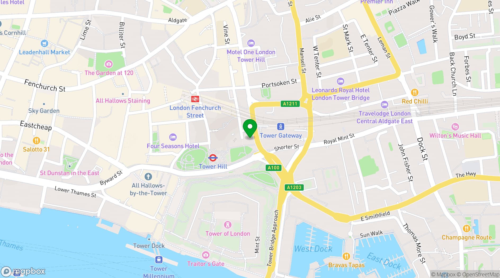 Map showing The Skyline London