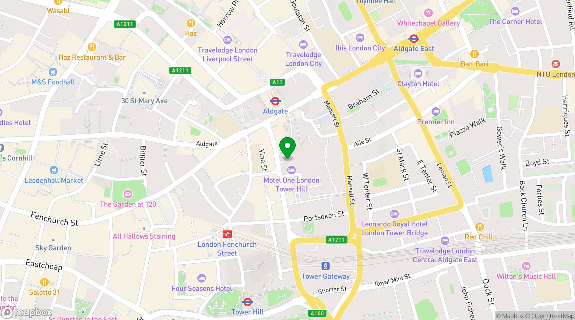 Map showing Canopy By Hilton London City