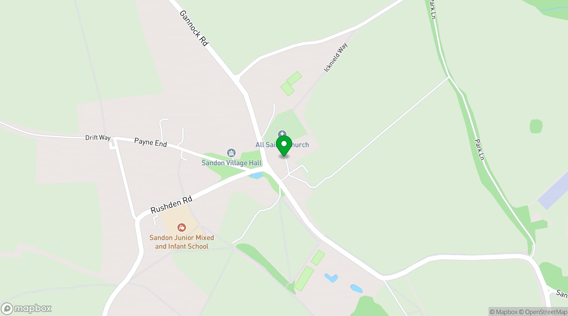 Map showing Sandon Manor