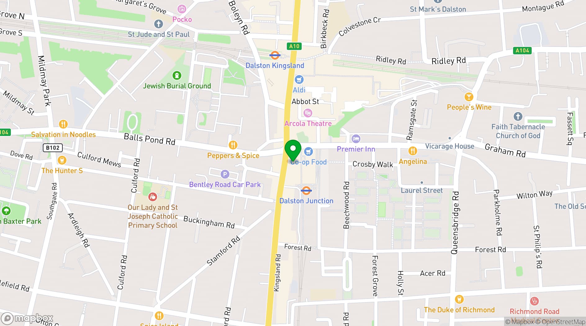 Map showing Metro Dalston