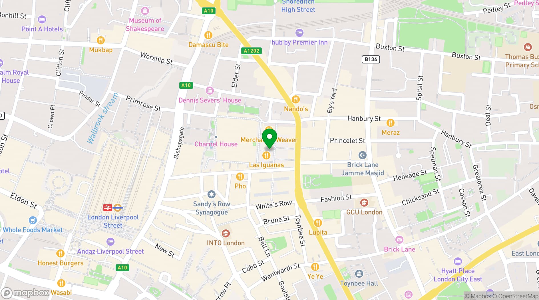 Map showing KERB Sports Bar