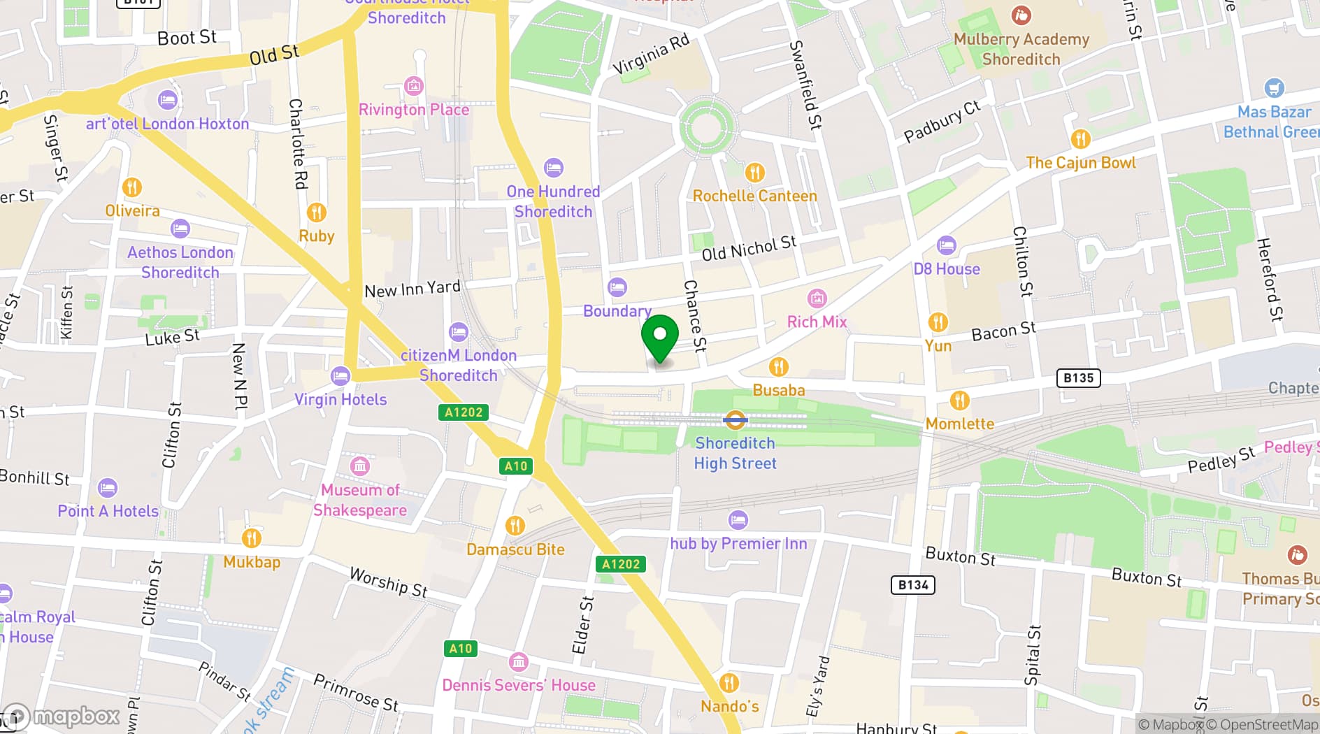 Map showing Cecconi's Shoreditch