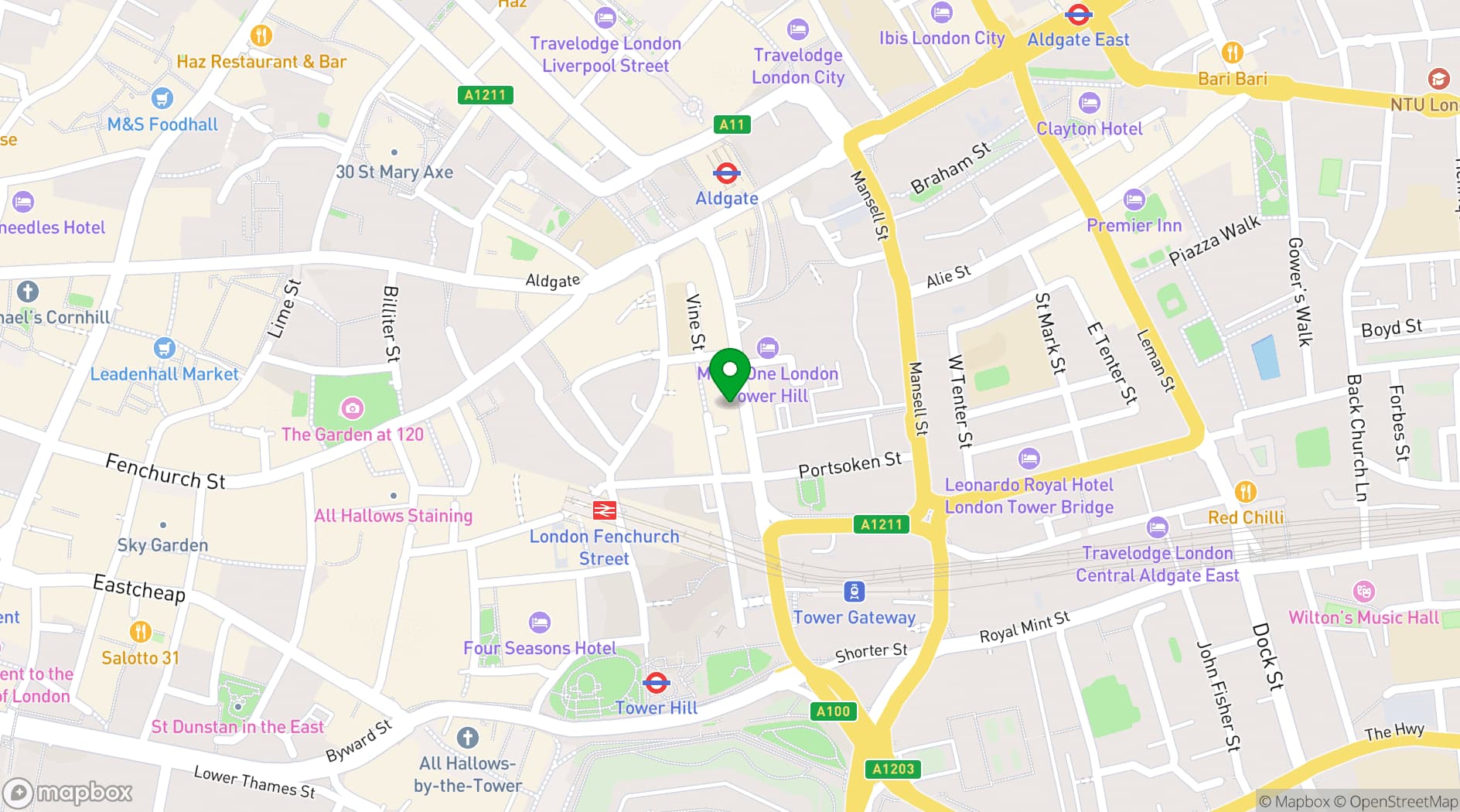 Map showing The Chamberlain Hotel